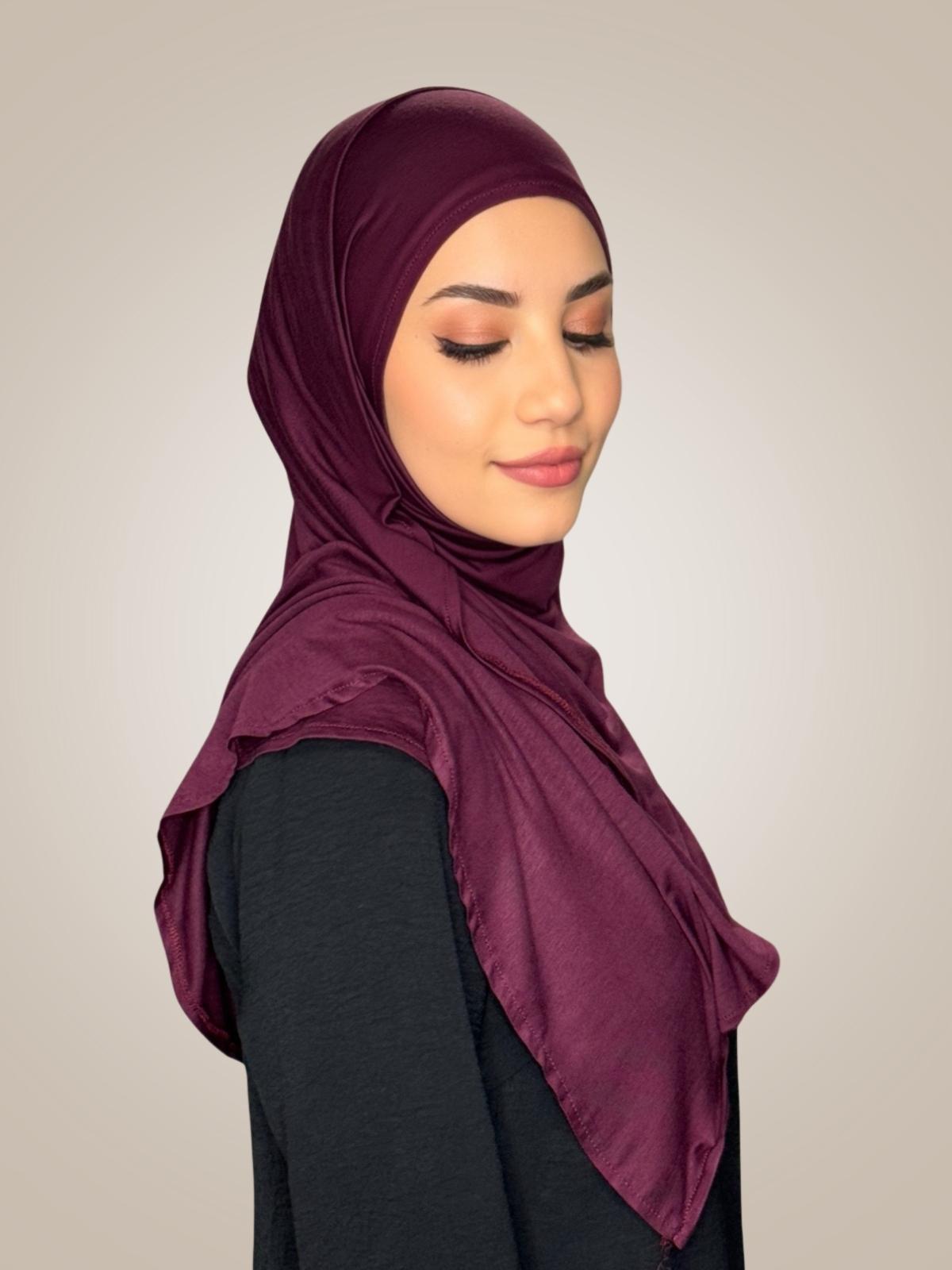 Pre-Sewn Jersey Hijab-Wine