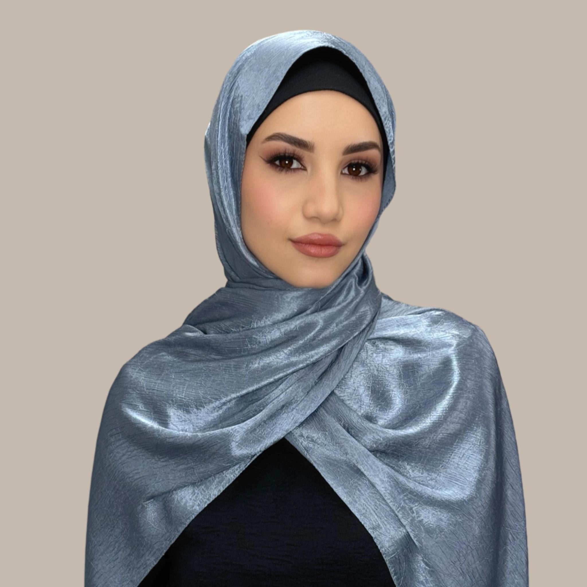 Classic Satin Hijab-Jean Blue