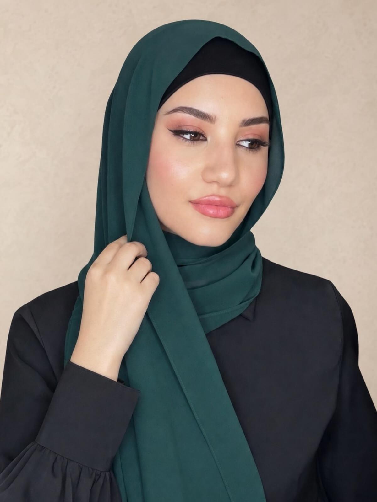 Luxury Chiffon Hijab-Deep Green