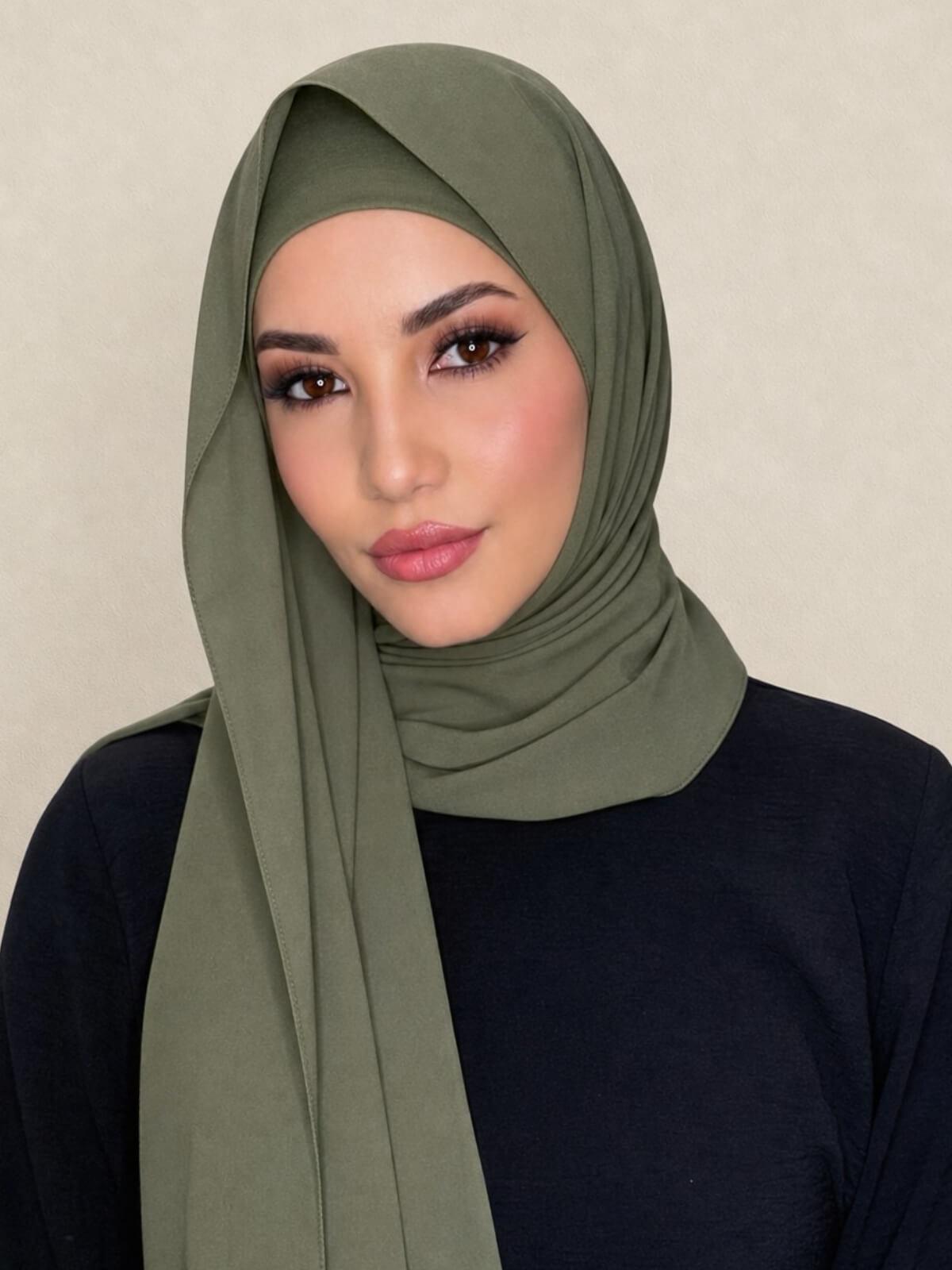 Matching Chiffon Hijab Set-Dusty Olive