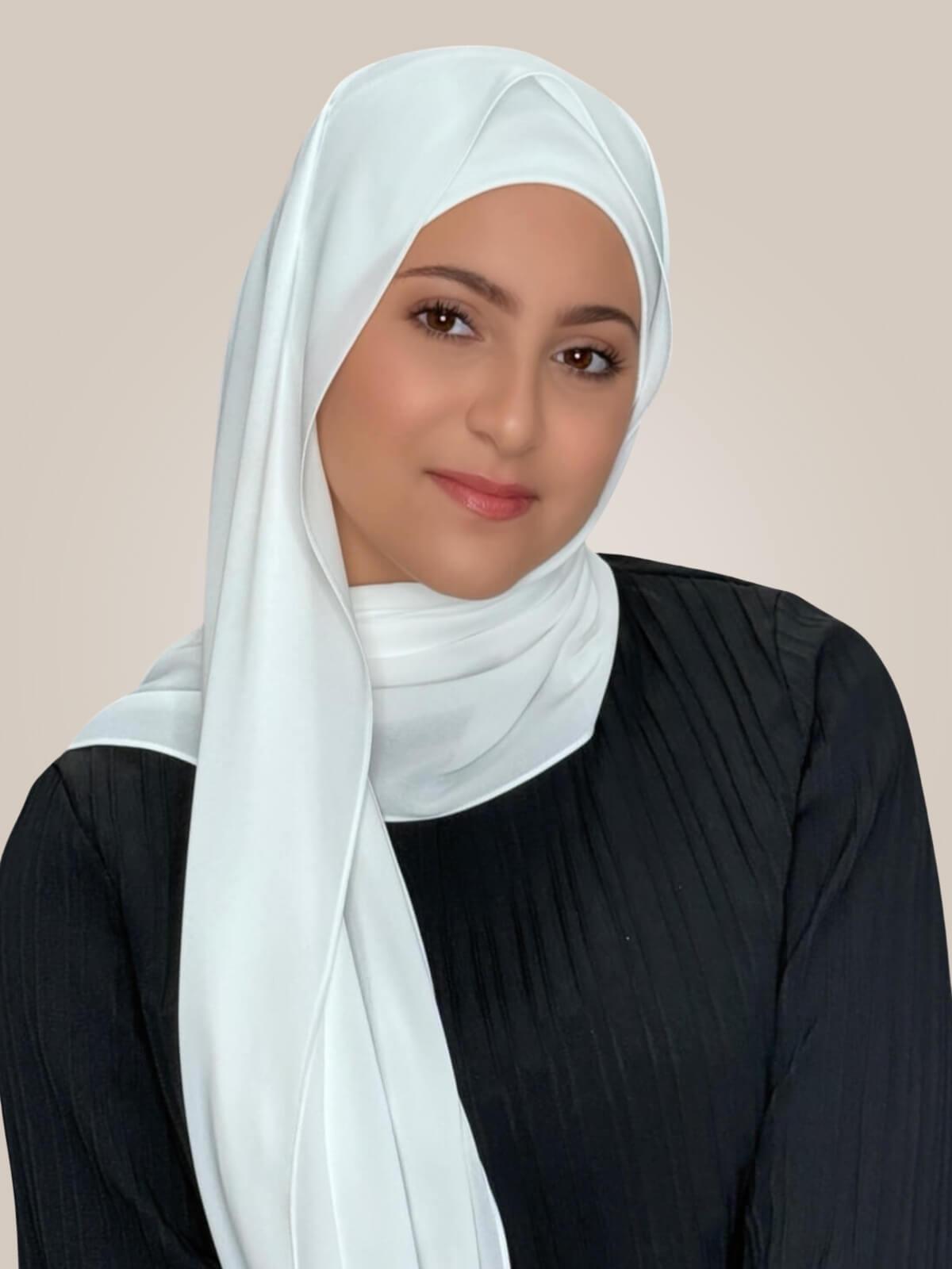 Modish Girl Matching Chiffon Hijab Set-White