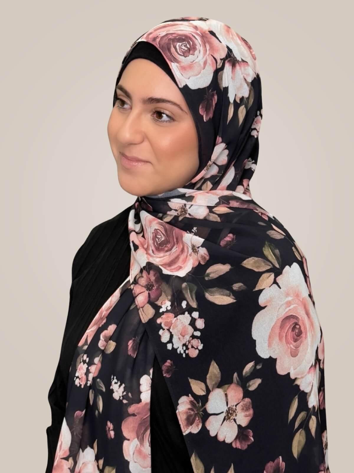Modish Girl Printed Chiffon Hijab-Breathless Blossom