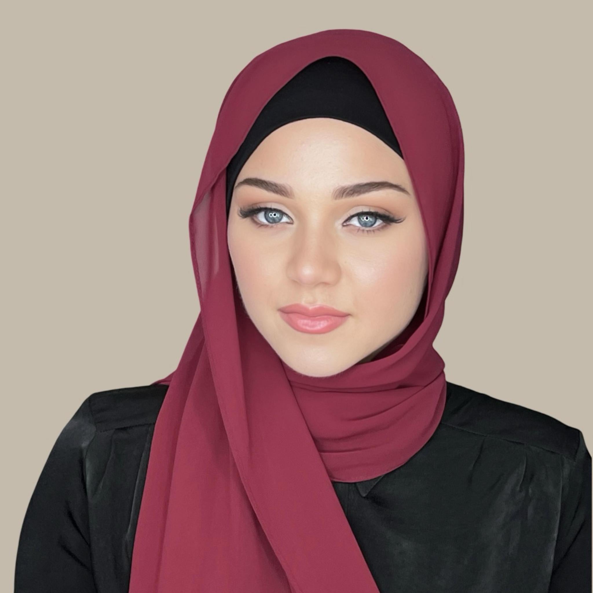 Luxury Chiffon Hijab-Berry Red - Modish Hijab