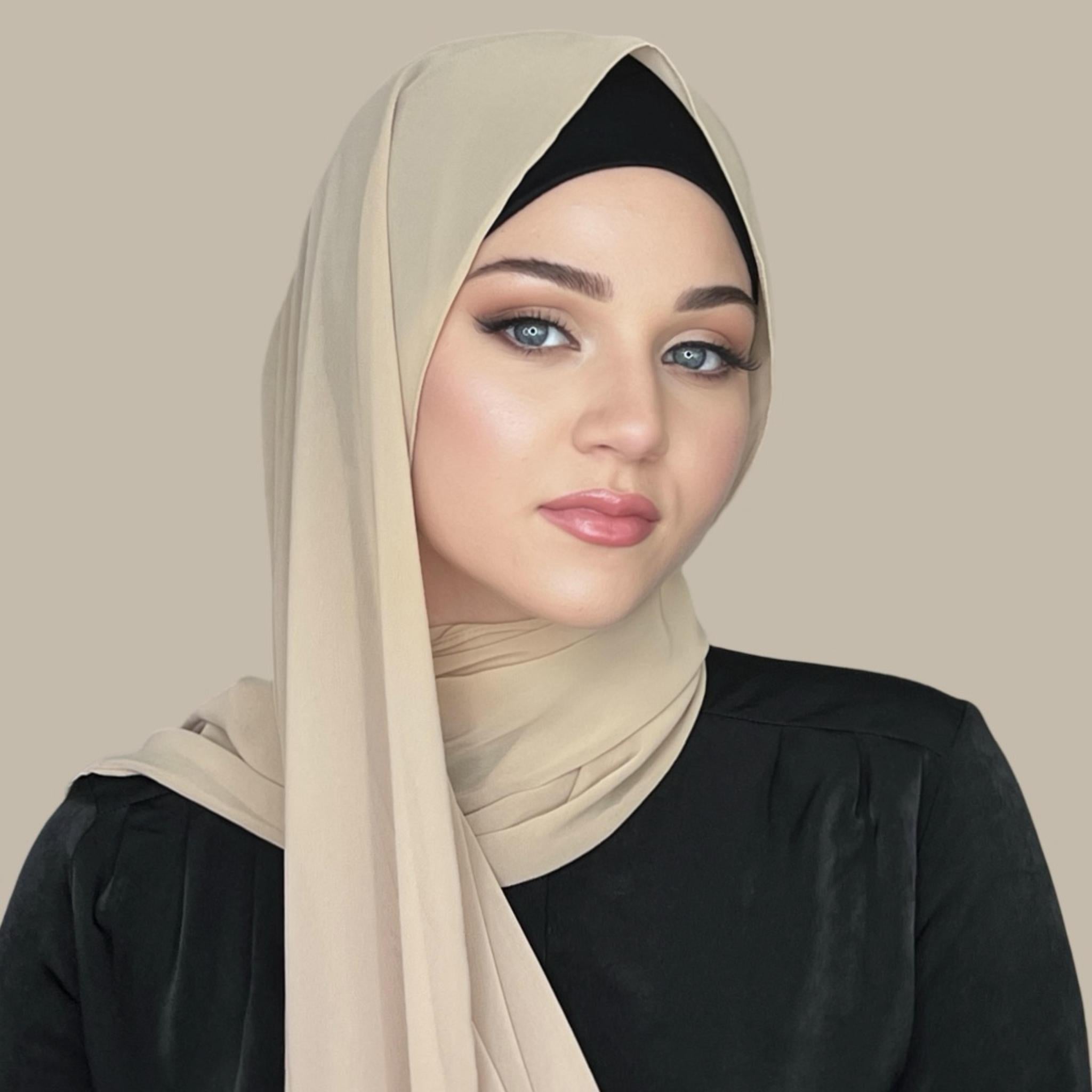 Luxury Chiffon Hijab-Frosted Almond