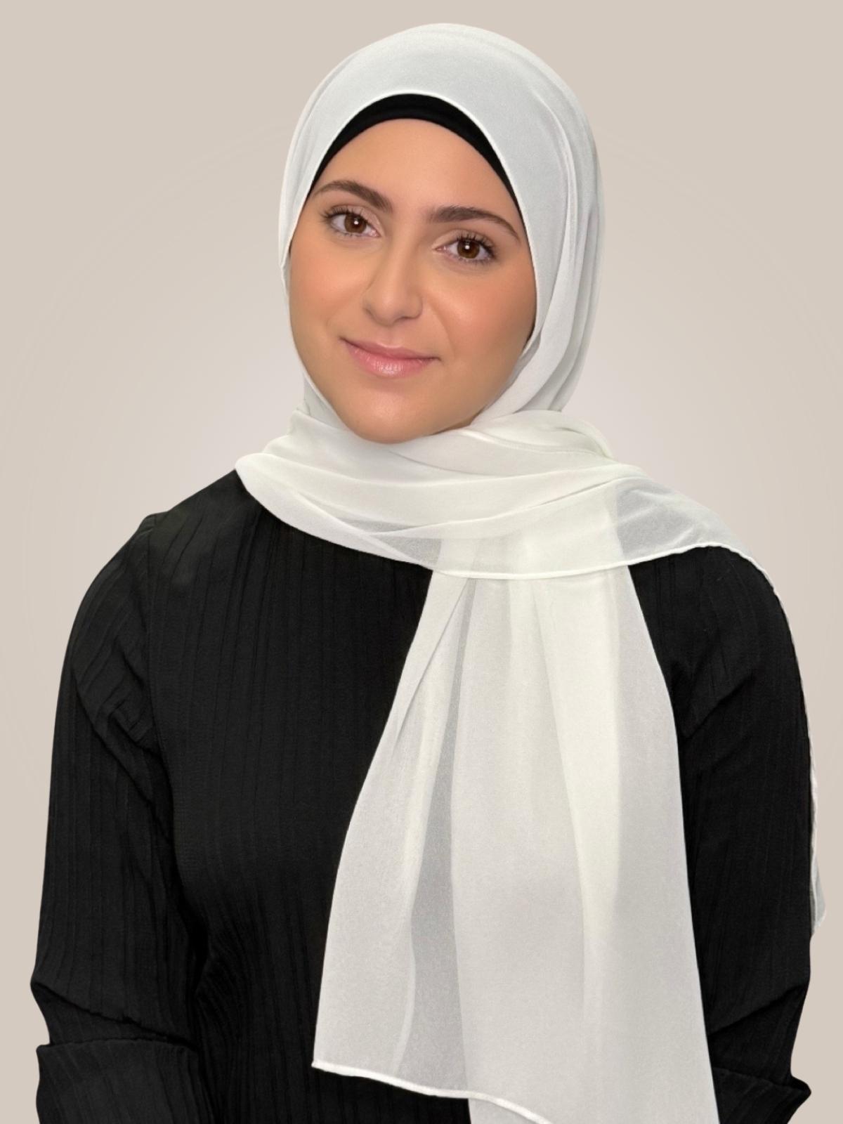 Modish Girl Luxury Chiffon Hijab-Floral White