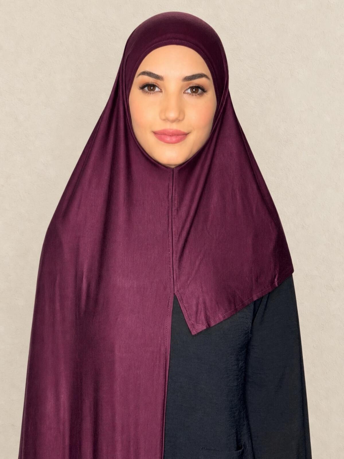 Pre-Sewn Jersey Hijab-Wine