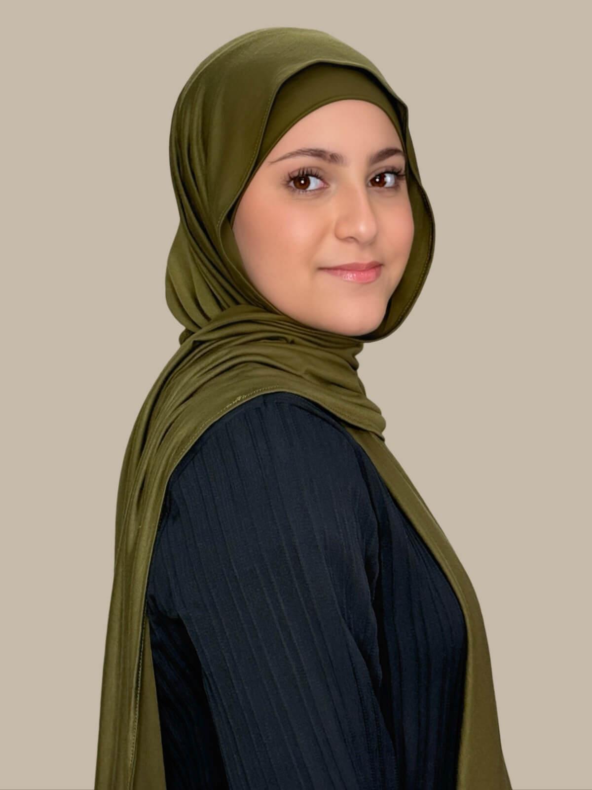 Modish Girl Premium Jersey Hijab-Olive Green