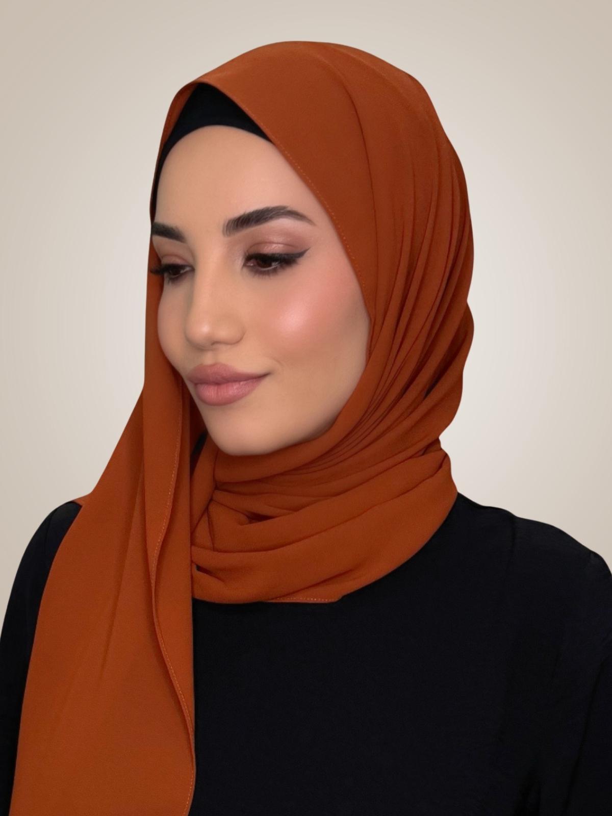 Classic Chiffon Hijab-Burnt Orange