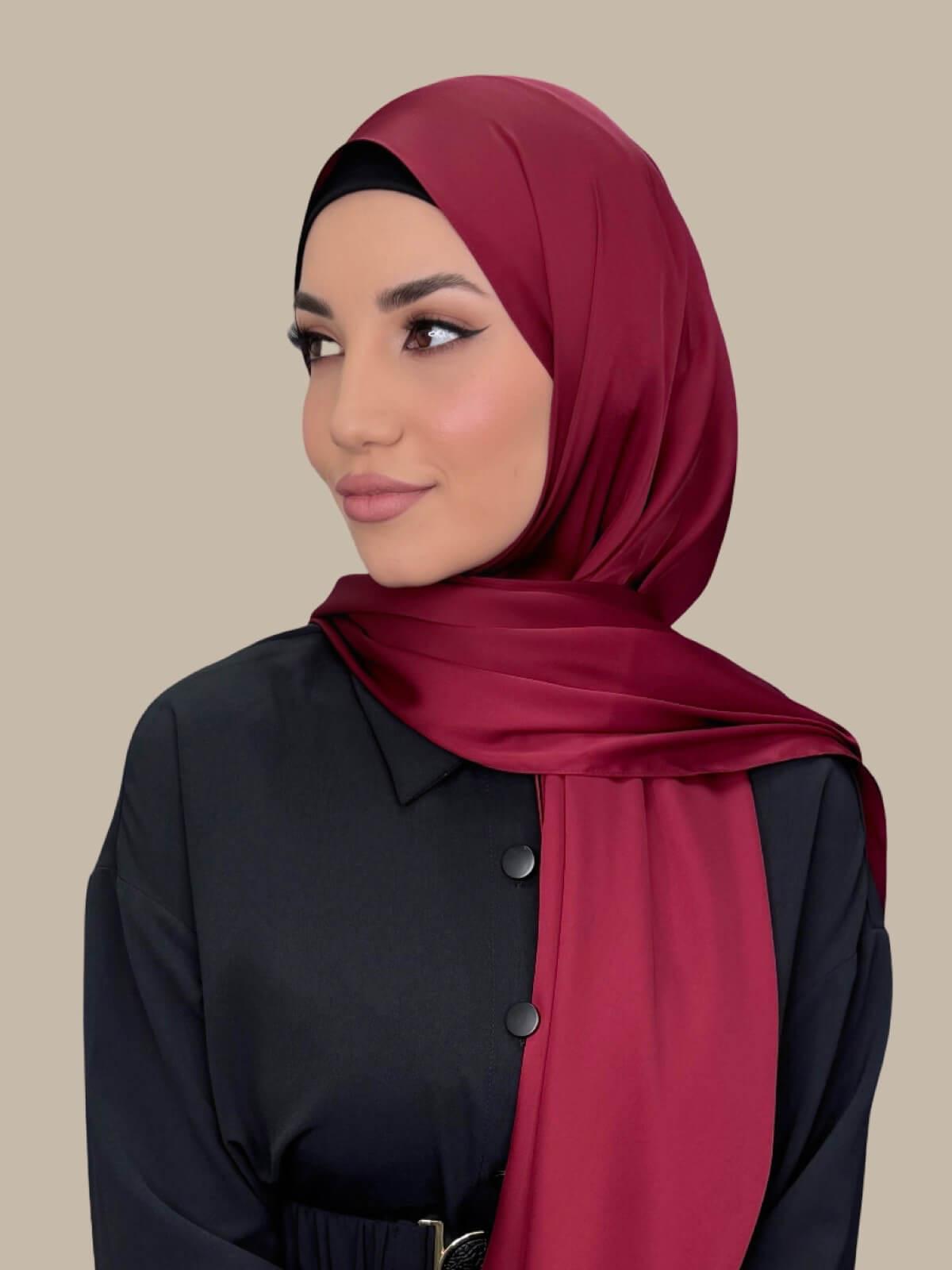 Premium Satin Hijab-Velvet Wine