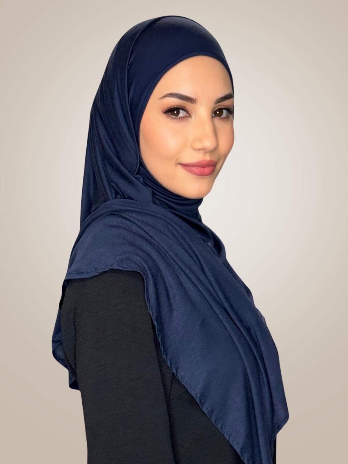 Pre-Sewn Jersey Hijab-Navy