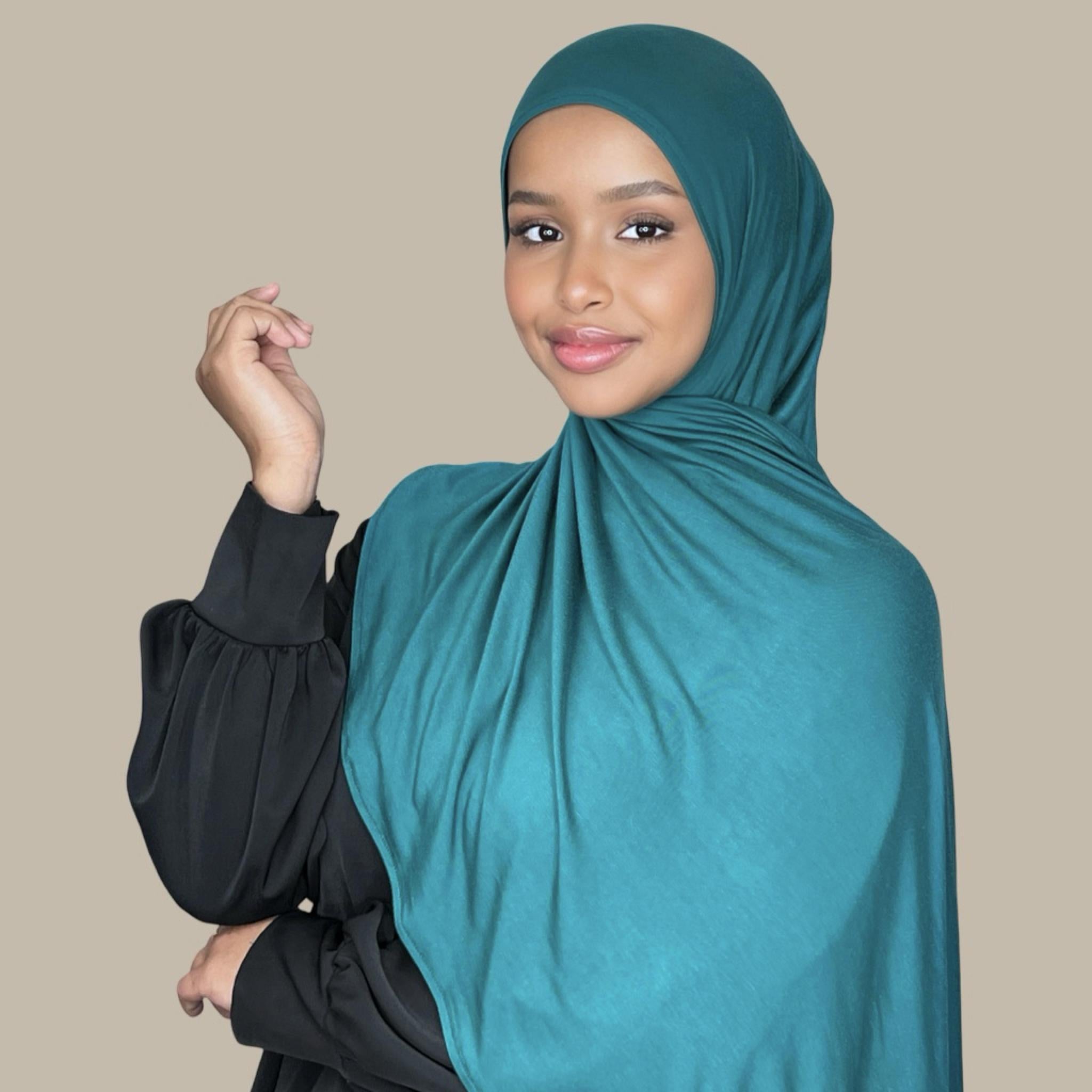 Pre-Sewn Jersey Hijab-Pine Green