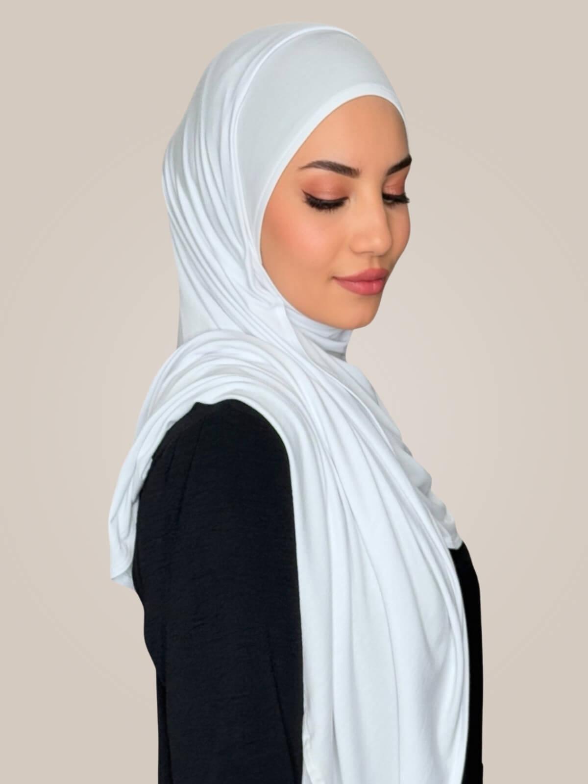 Pre-Sewn Jersey Hijab-White