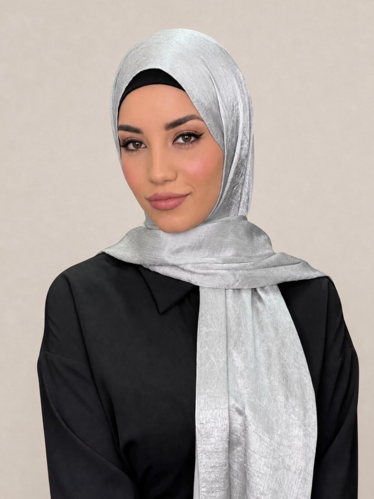 Classic Satin Hijab-Silver