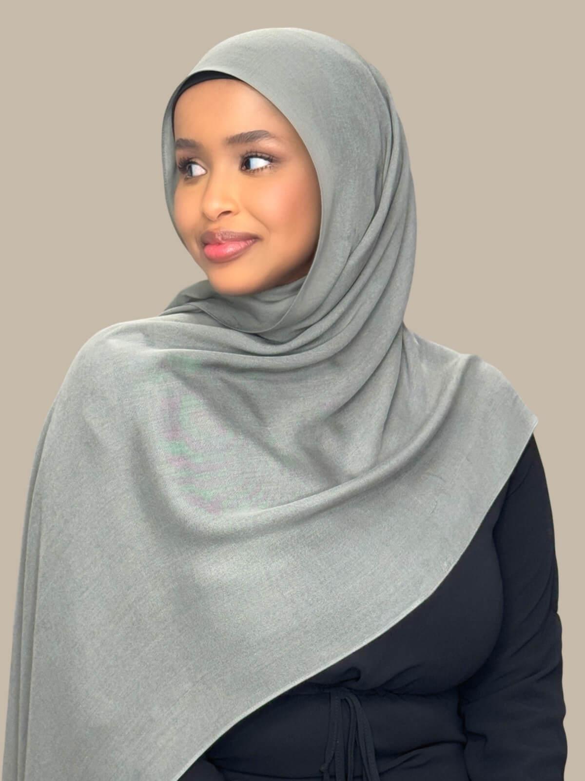 Cotton Modal Hijab-Slate Green