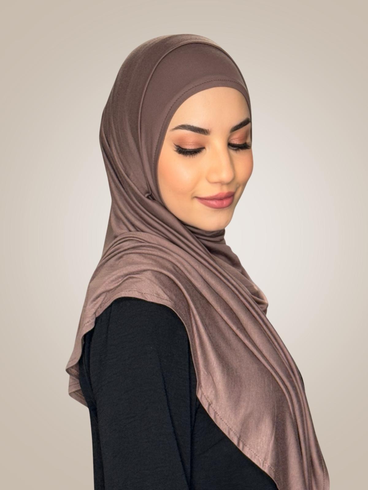 Pre-Sewn Jersey Hijab-Mocha Brown