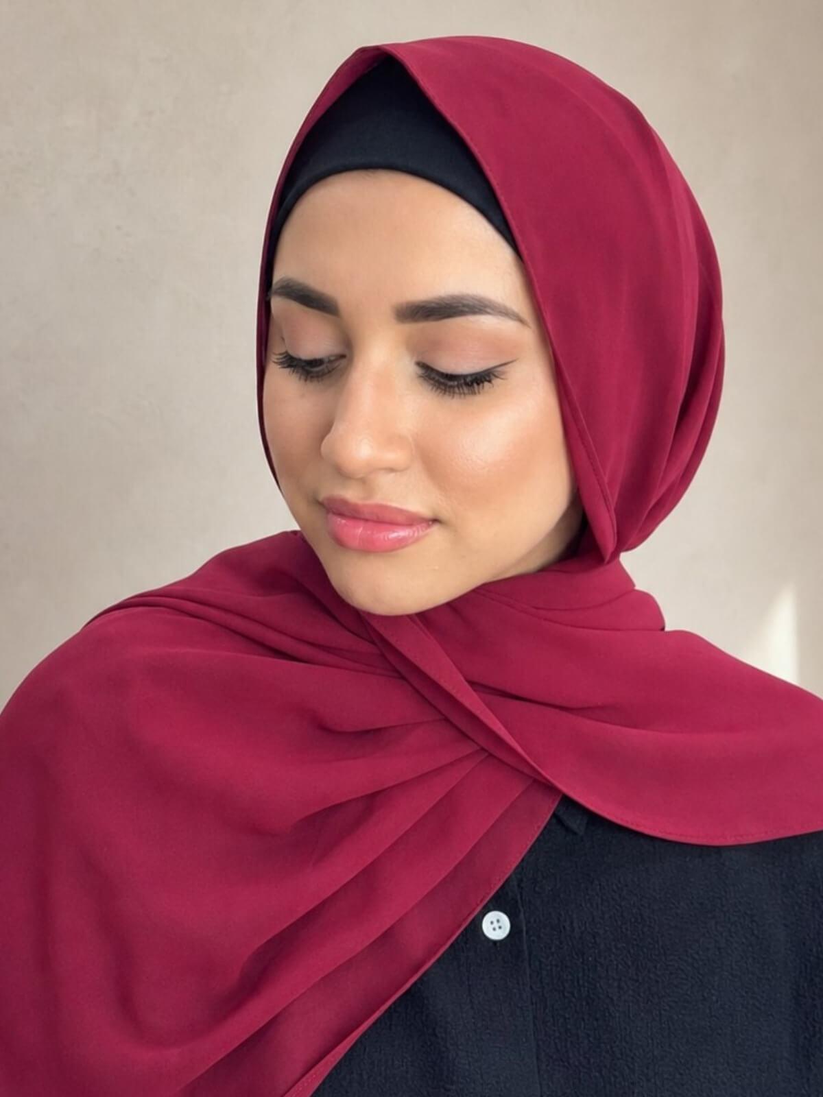 Luxury Chiffon Hijab-Blood Red