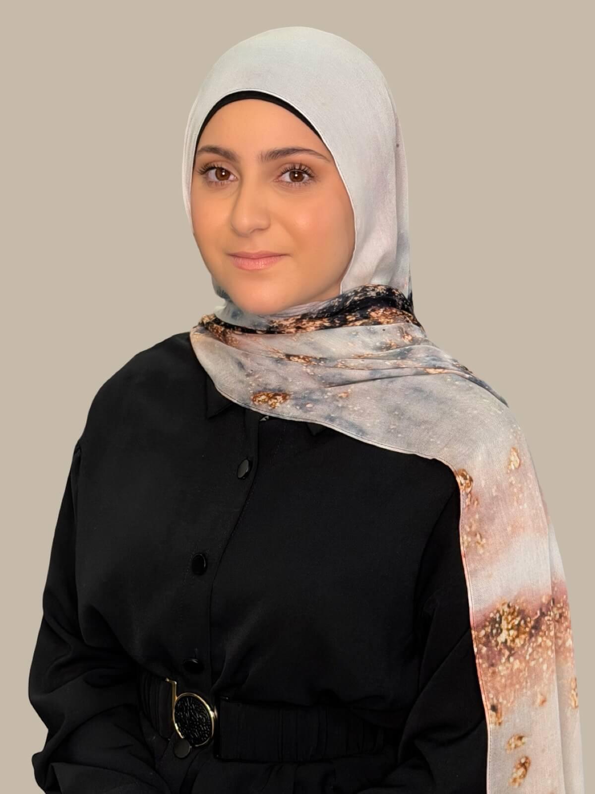 Modish Girl Print Modal Hijab-Granada Sand