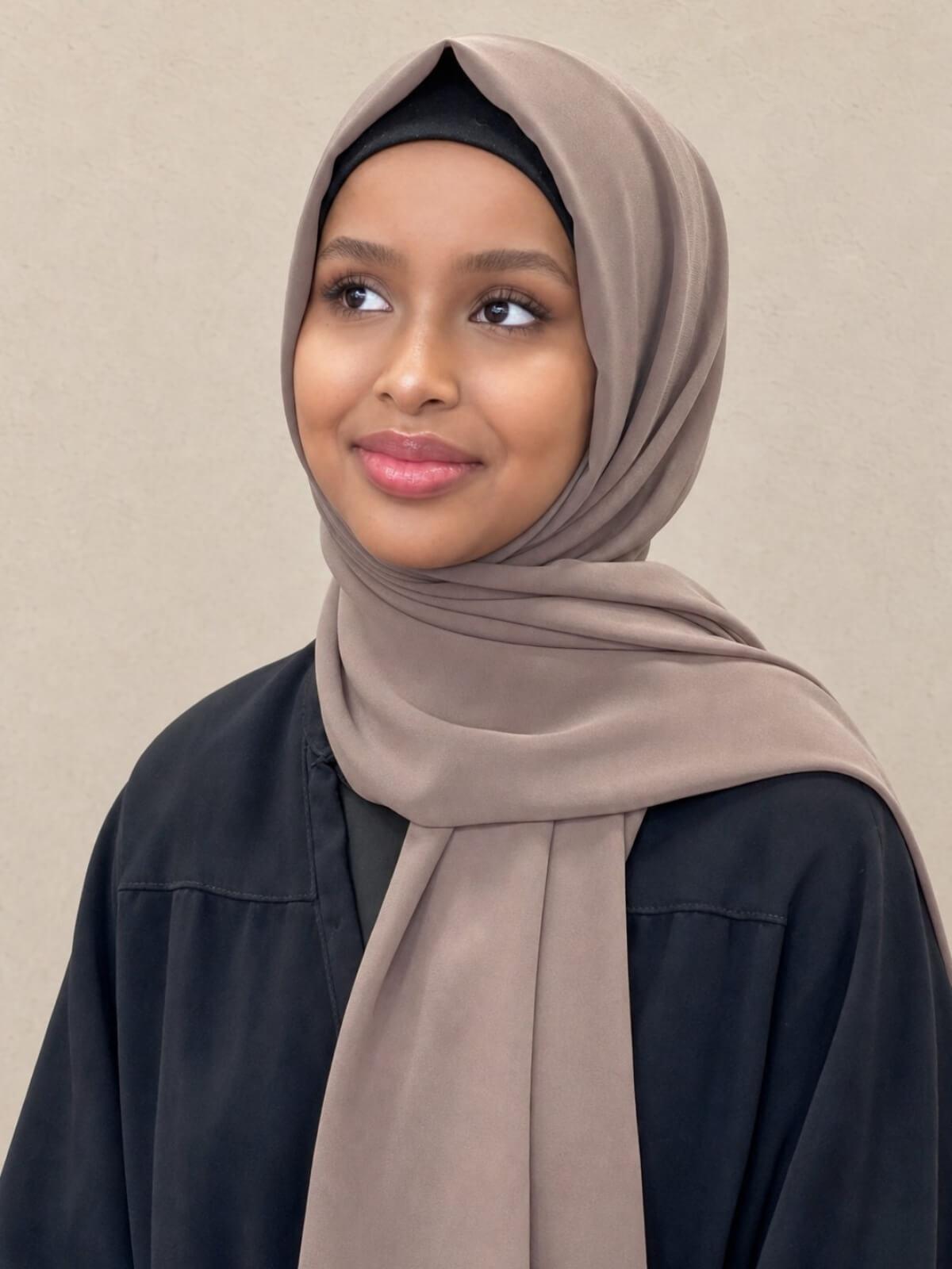 Luxury Chiffon Hijab-Chestnut Brown