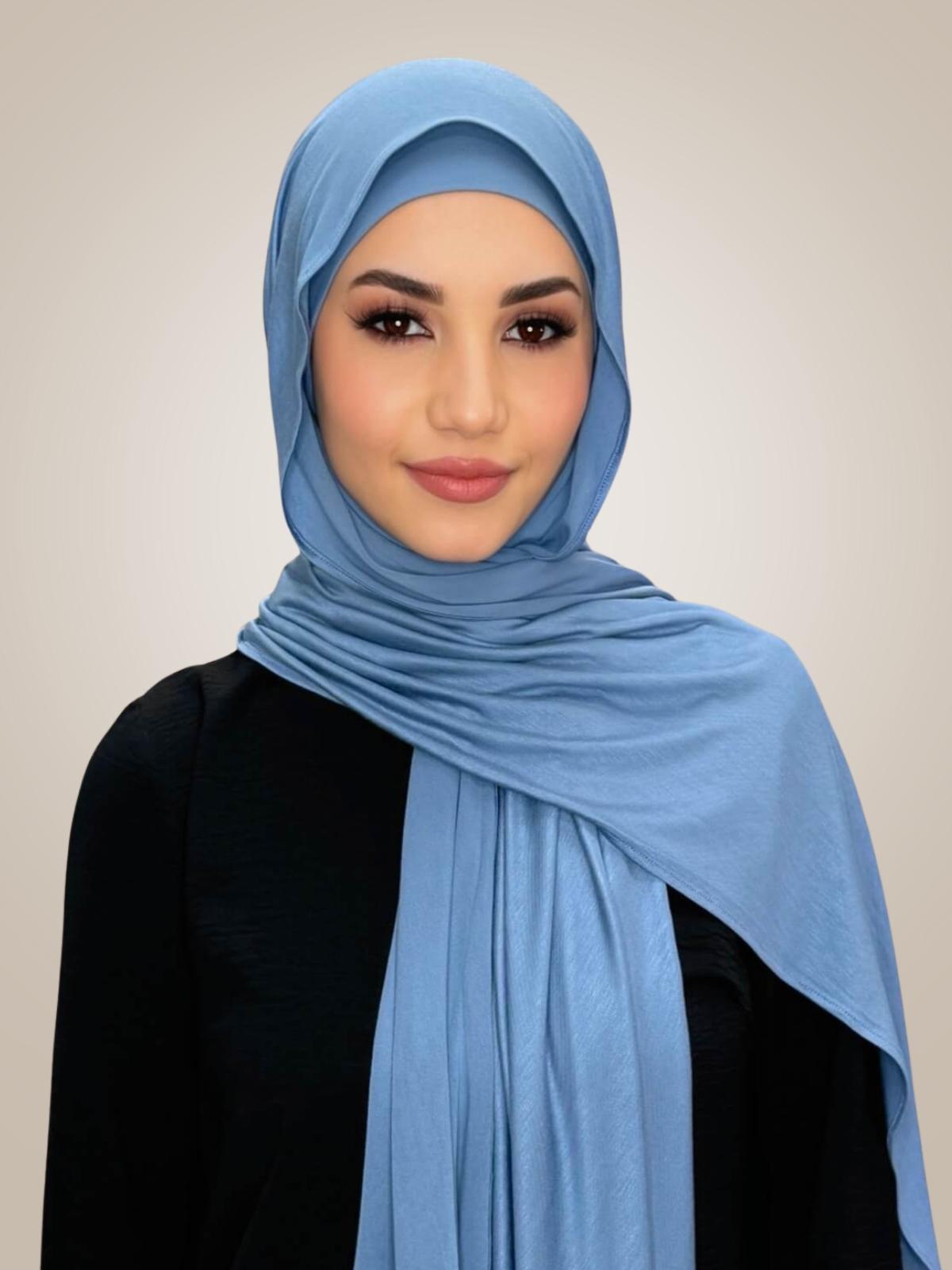 Premium Jersey Hijab-Blue Grey