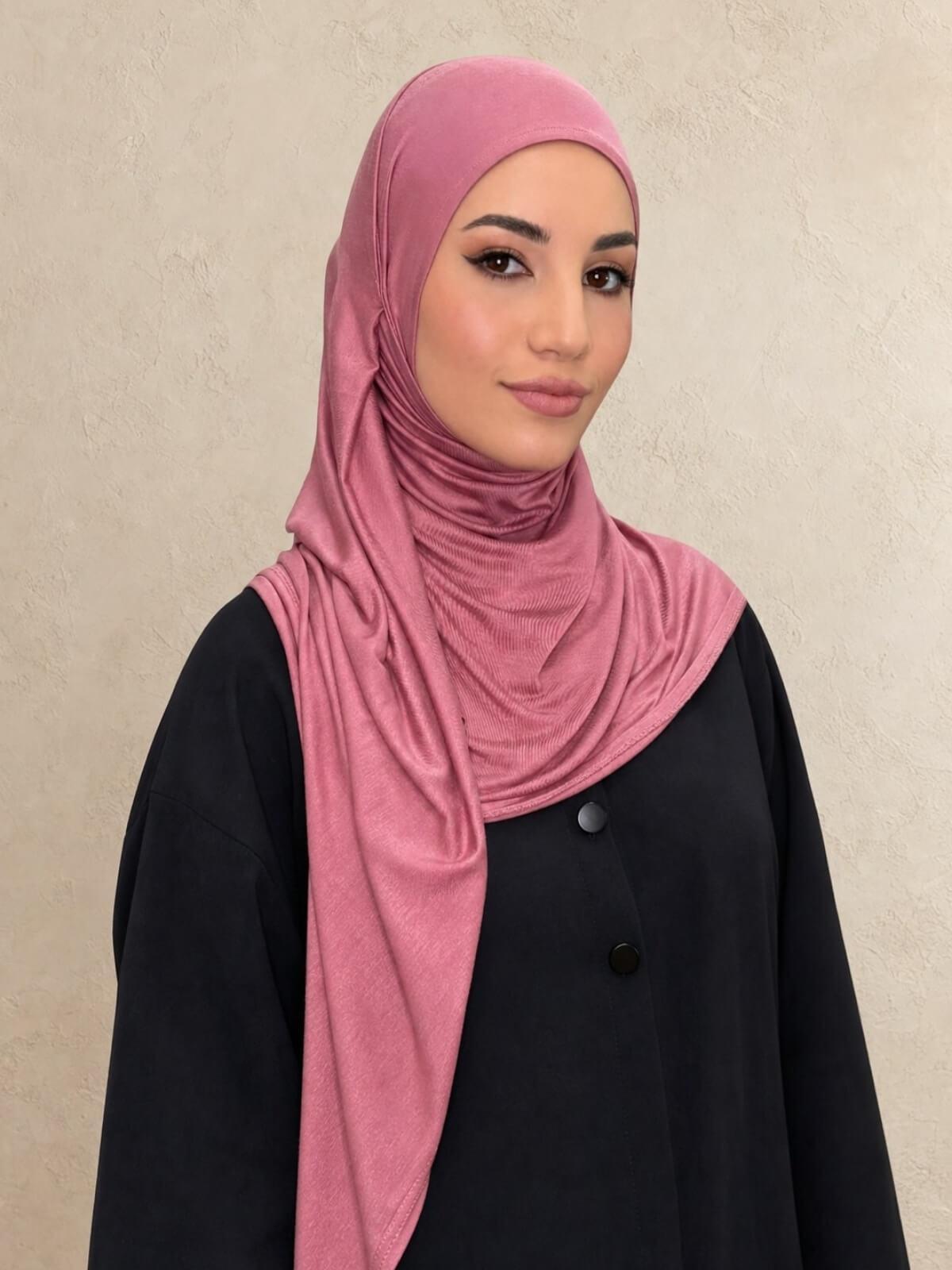Pre-Sewn Jersey Hijab-Pale Rose