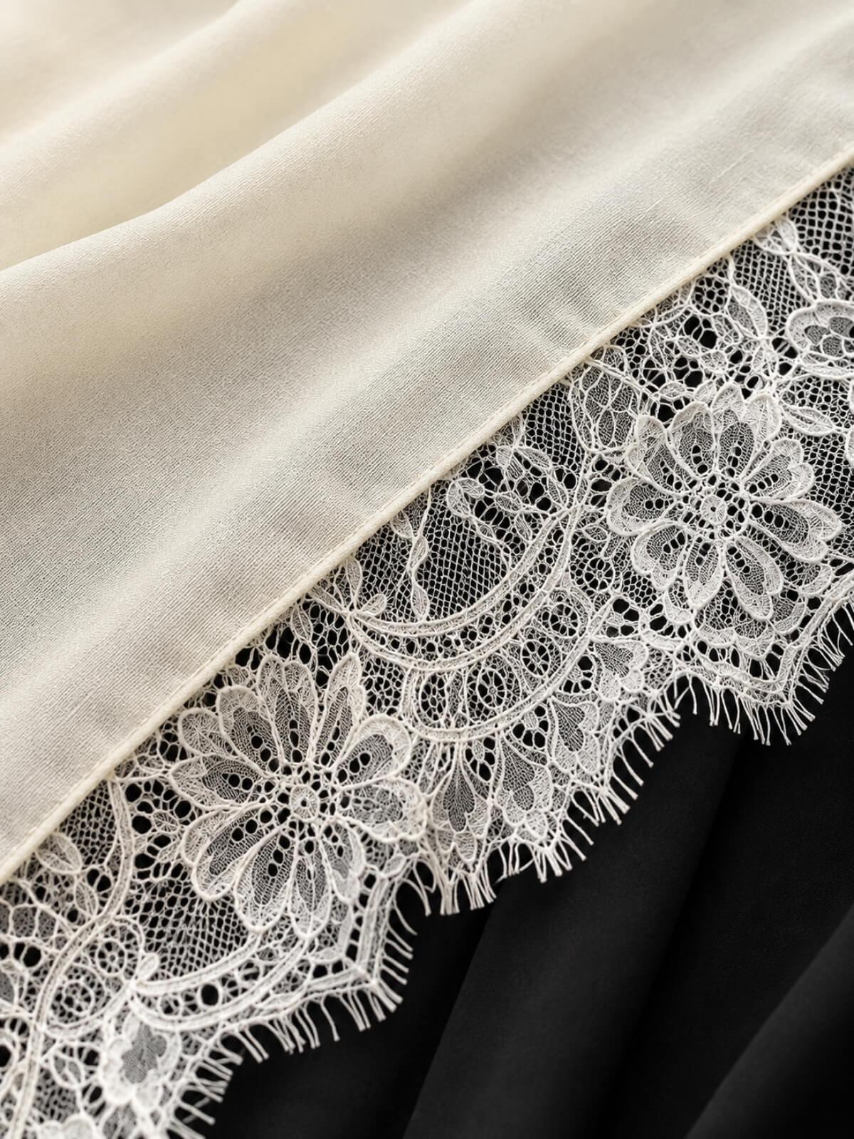 Lace Cotton Modal Hijab-Vanilla Silk