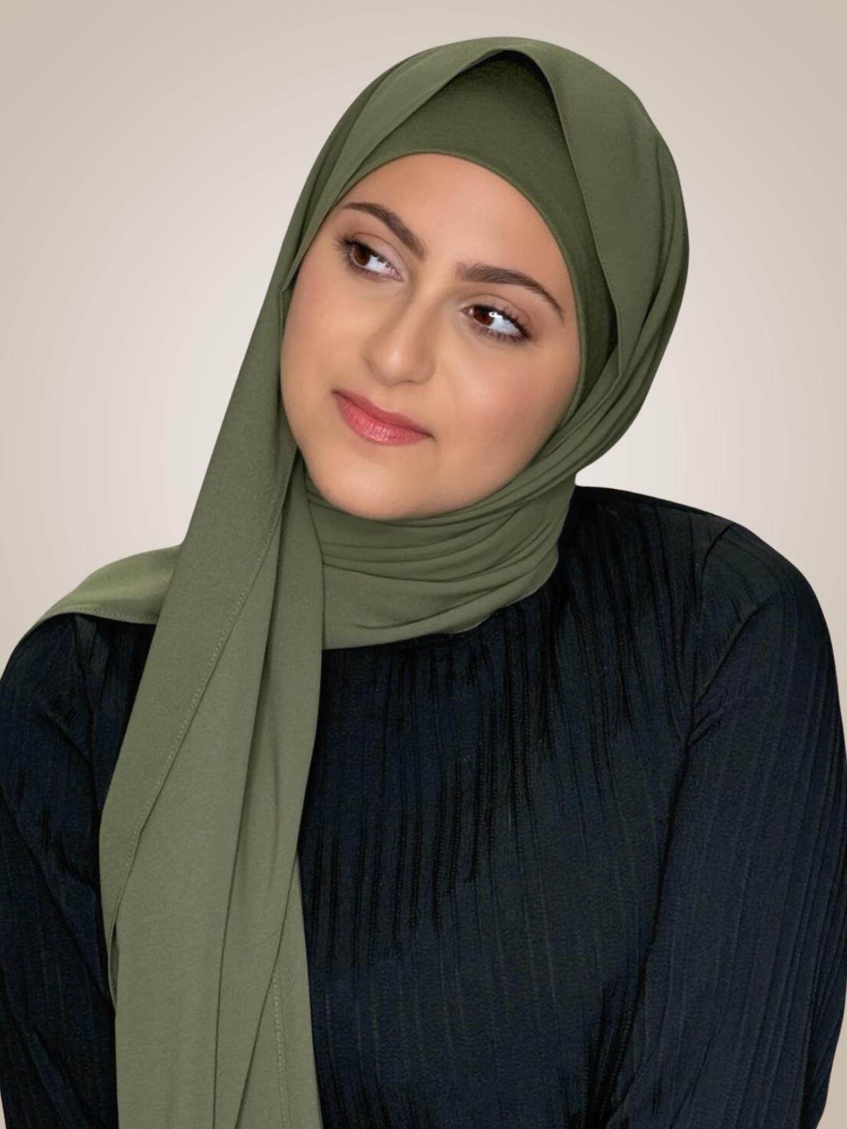 Modish Girl Matching Chiffon Hijab Set-Dusty Olive