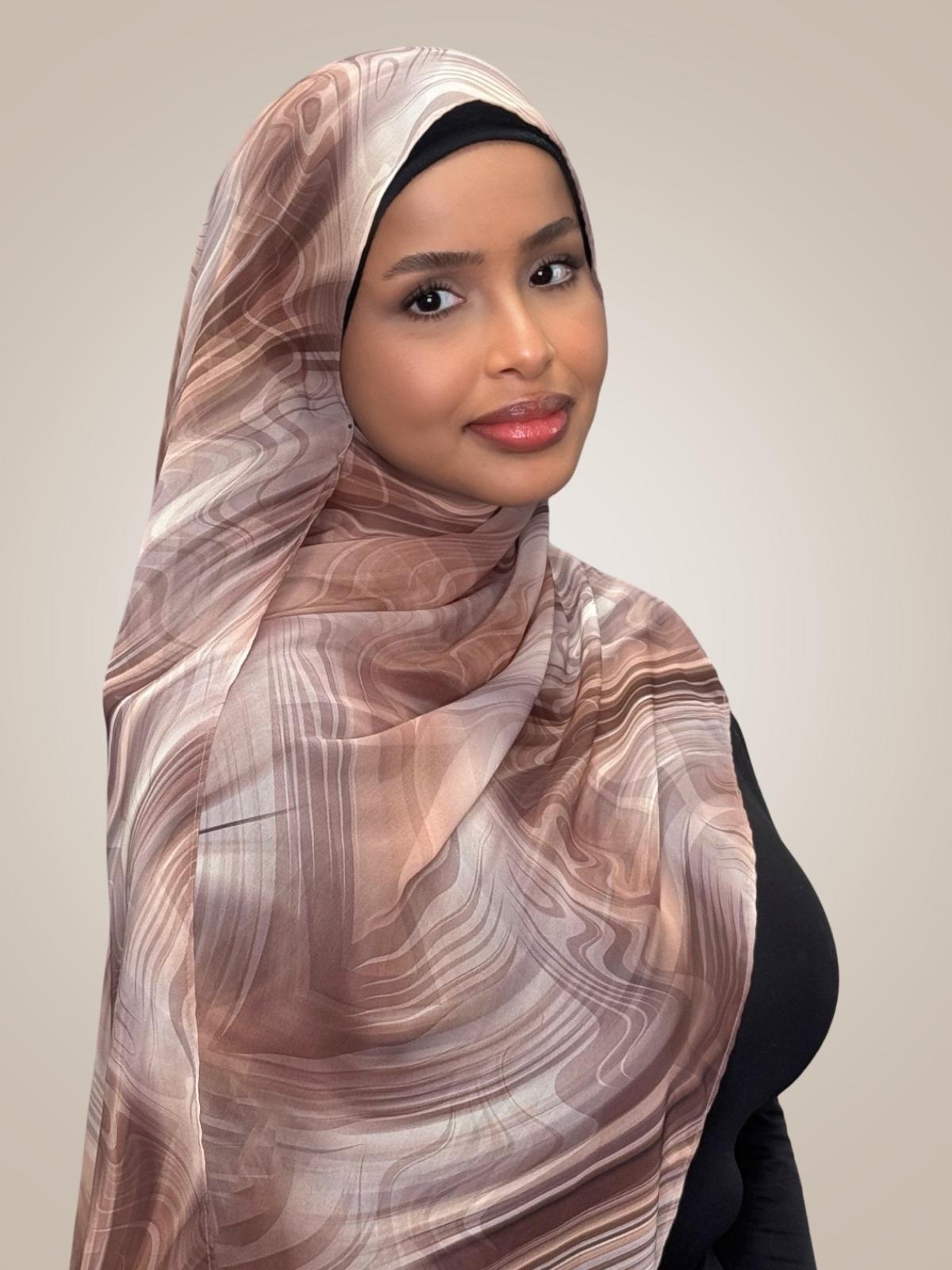 Printed Chiffon Hijab-Savanna Stripes