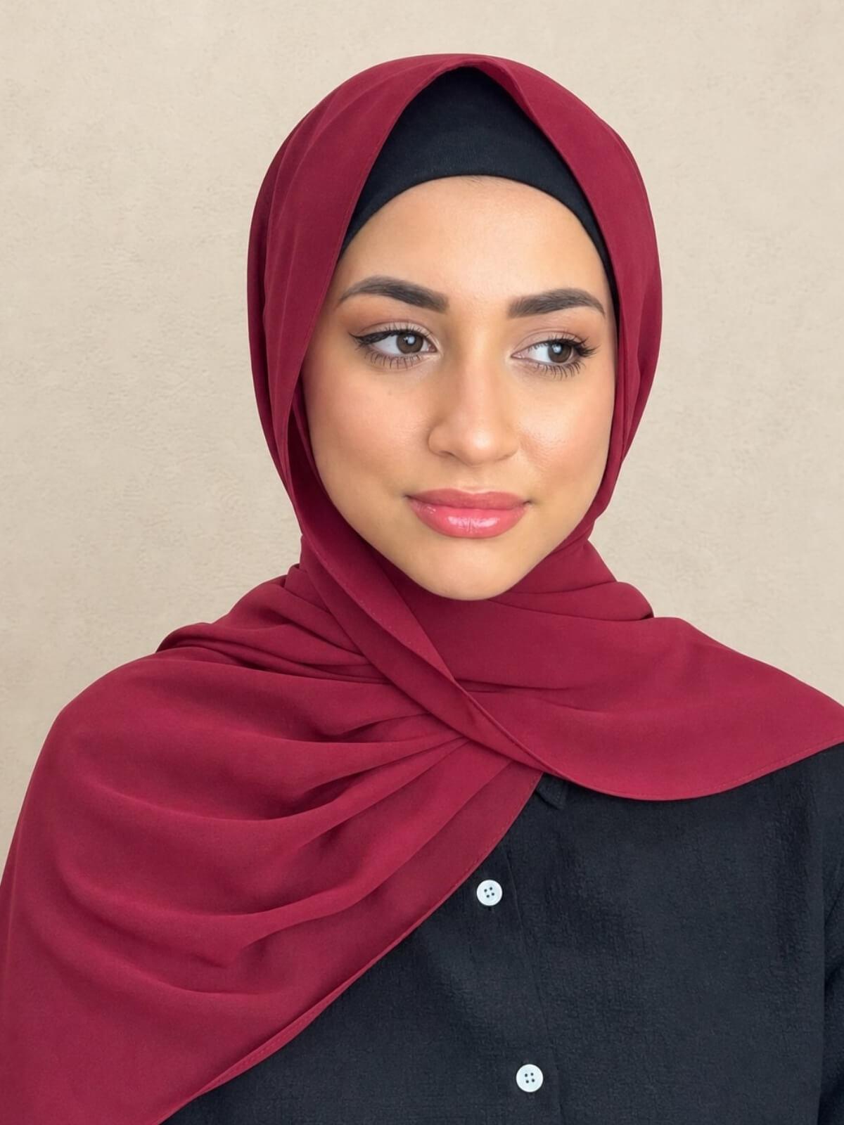 Luxury Chiffon Hijab-Blood Red