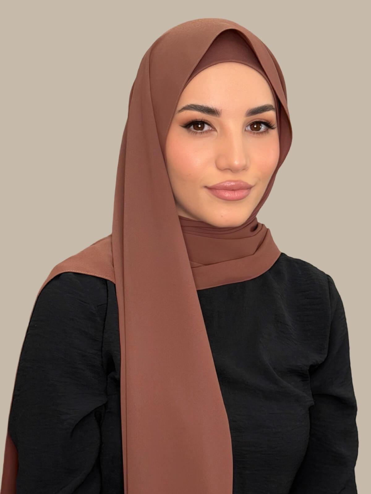 Matching Chiffon Hijab Set-Burnt Redwood