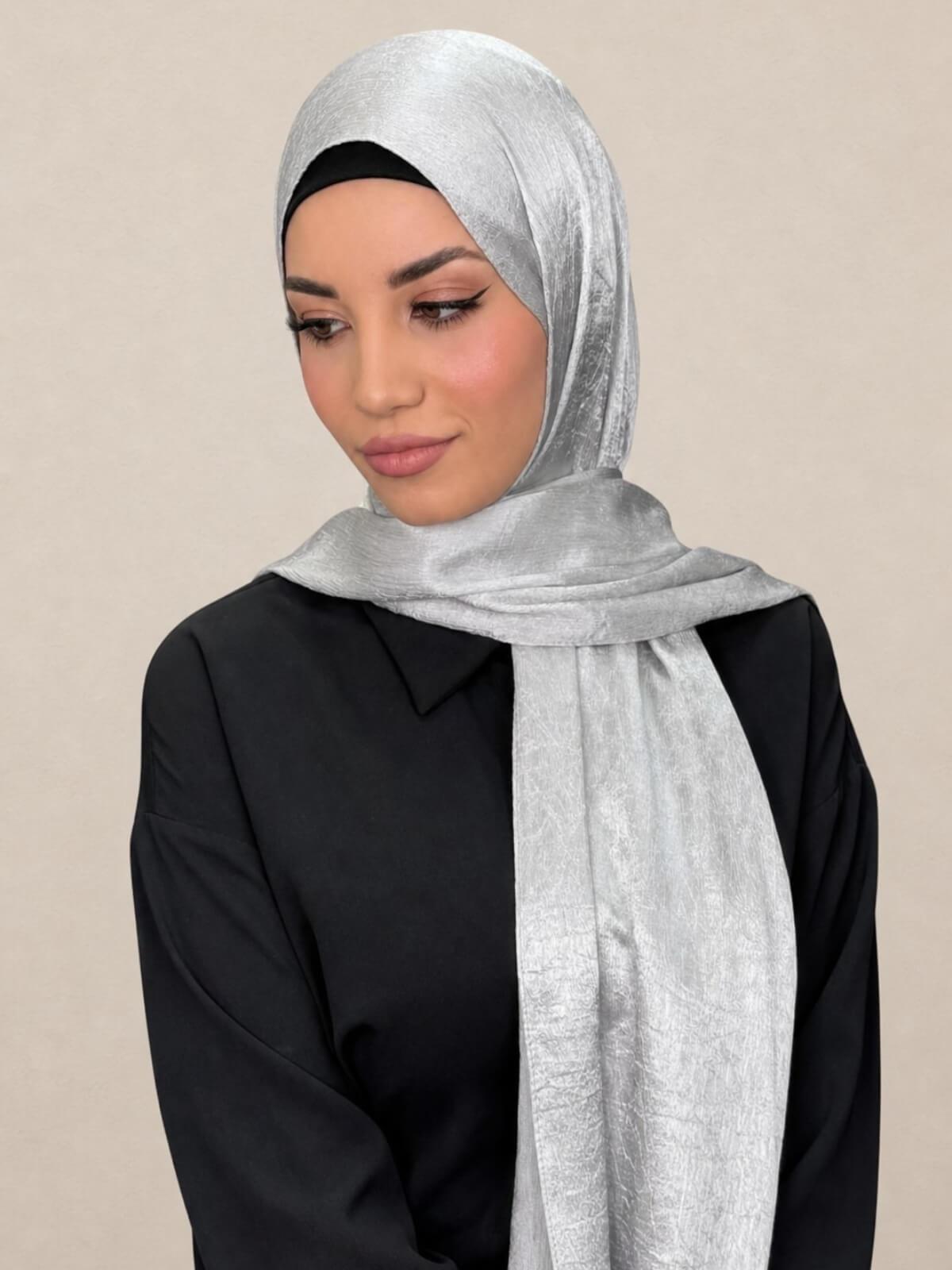 Classic Satin Hijab-Silver