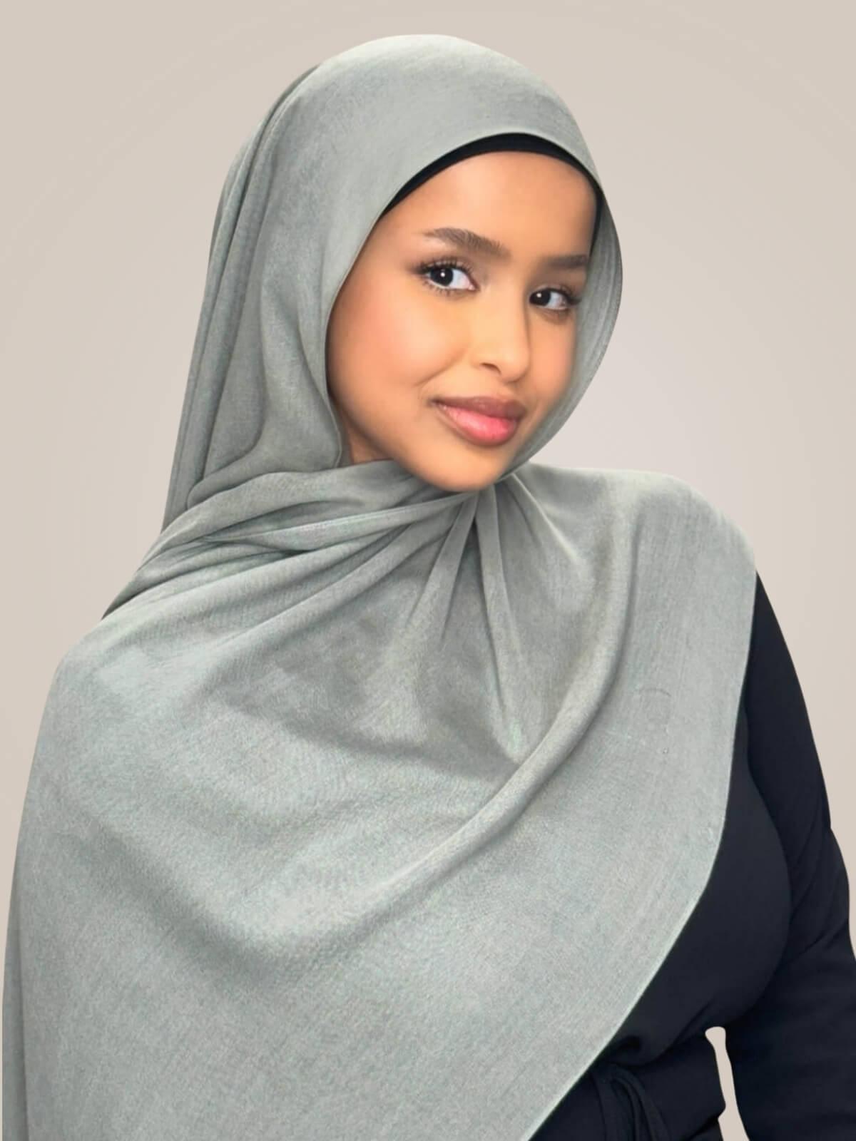 Cotton Modal Hijab-Slate Green
