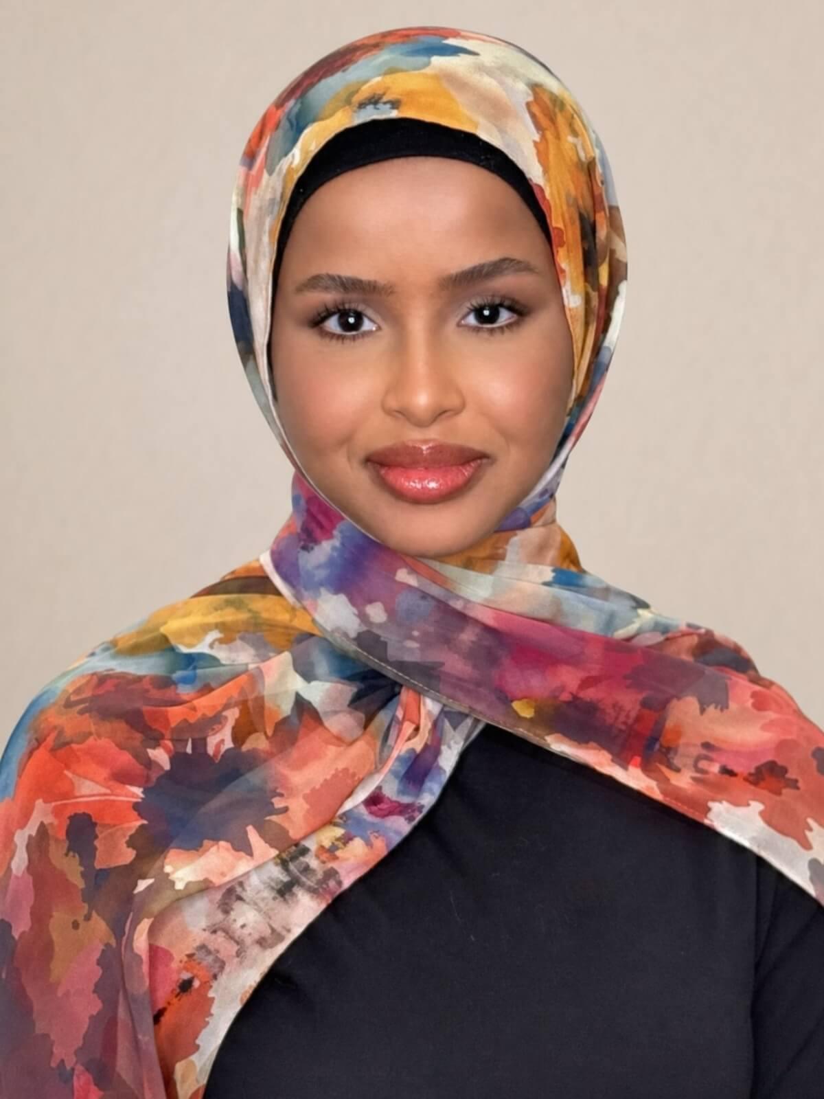 Printed Chiffon Hijab-Sienna Petals