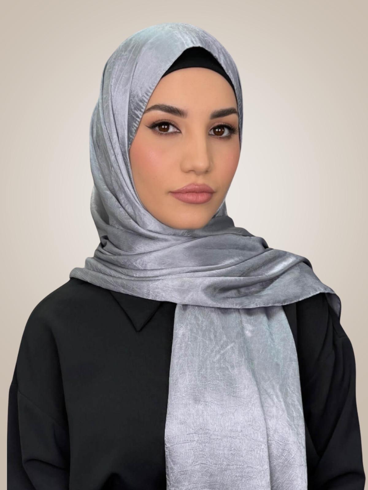 Classic Satin Hijab-Slate Dove Grey