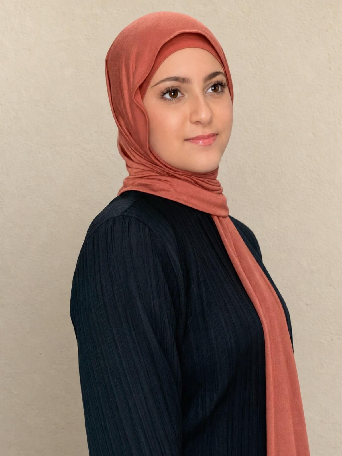 Modish Girl Premium Jersey Hijab-Brick Red
