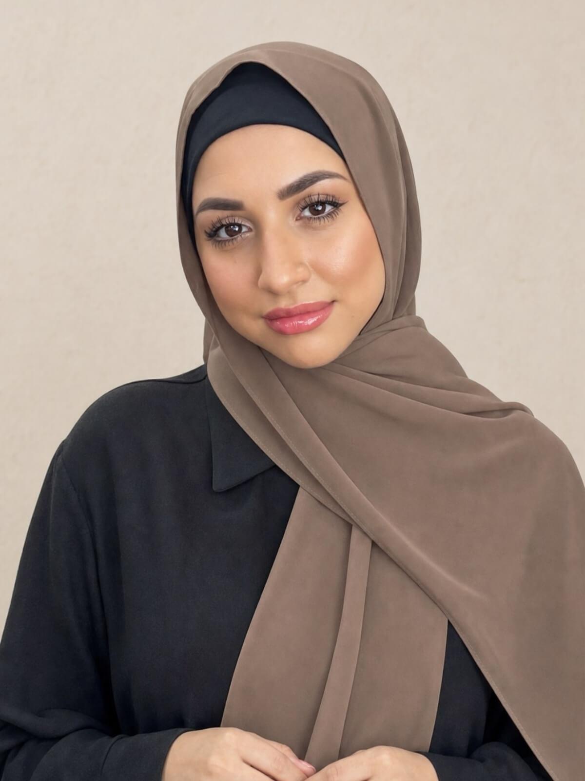 Luxury Chiffon Hijab-Walnut Brown