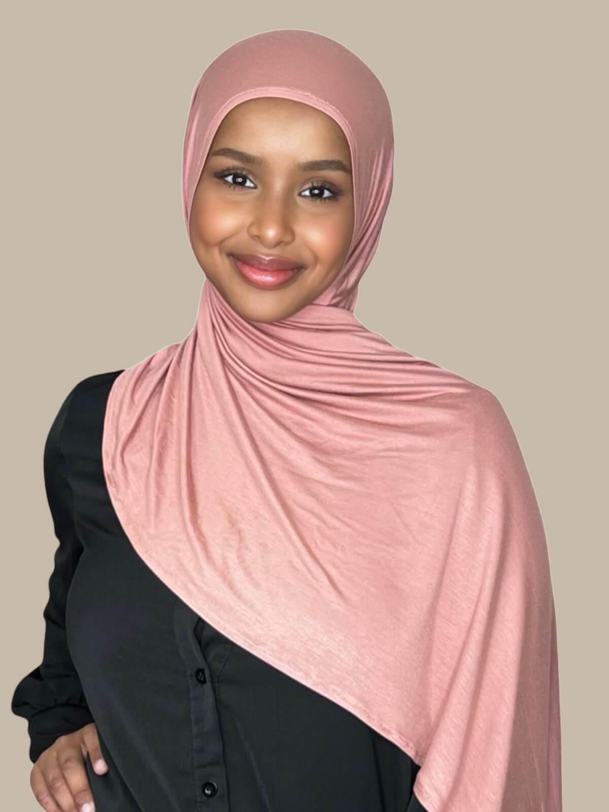 Pre-Sewn Jersey Hijab-Wood Rose