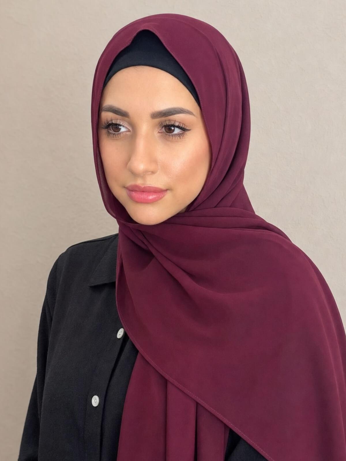 Luxury Chiffon Hijab-Mahogany