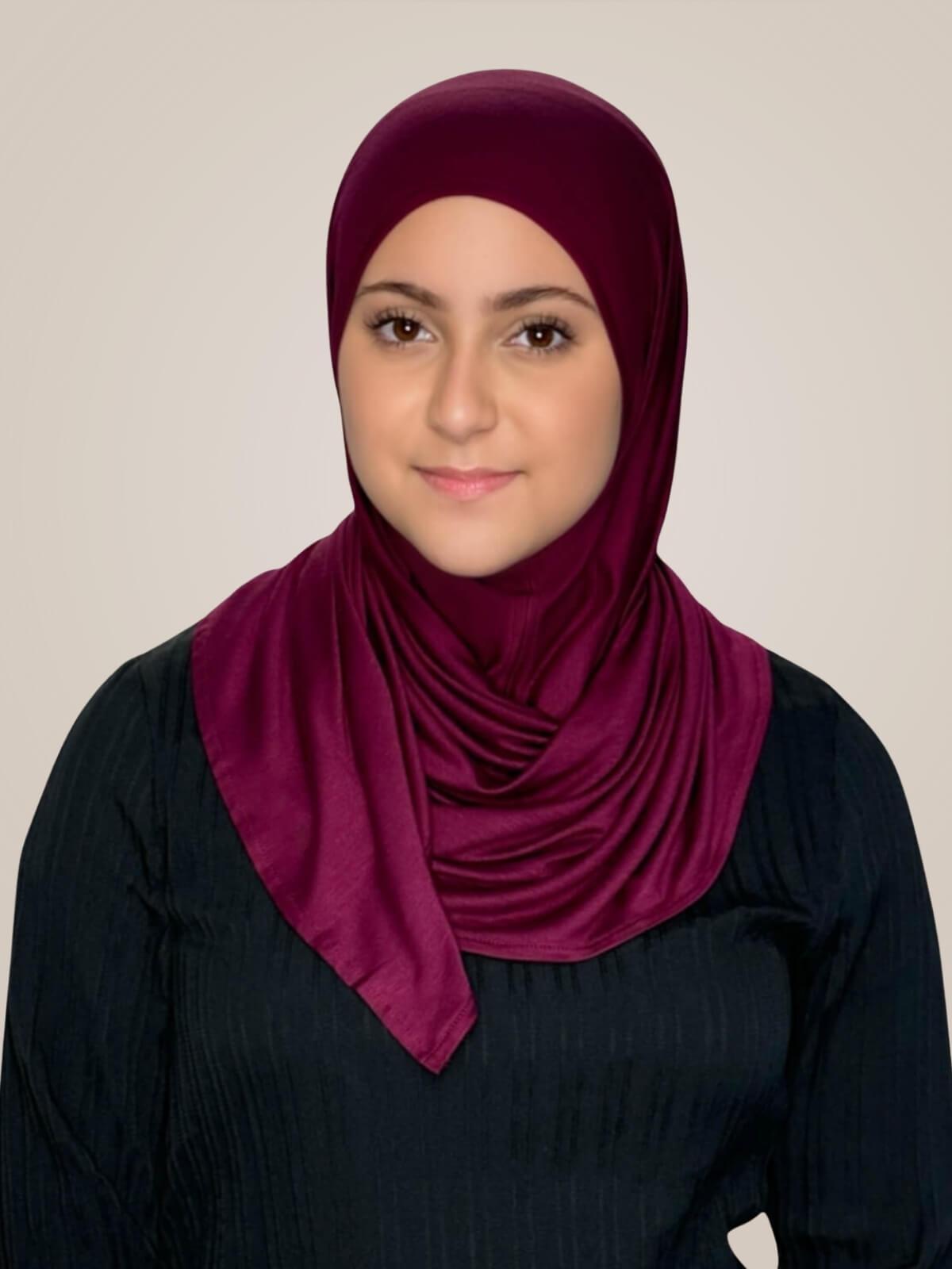 Modish Girl Pre-Sewn Jersey Hijab-Burgundy