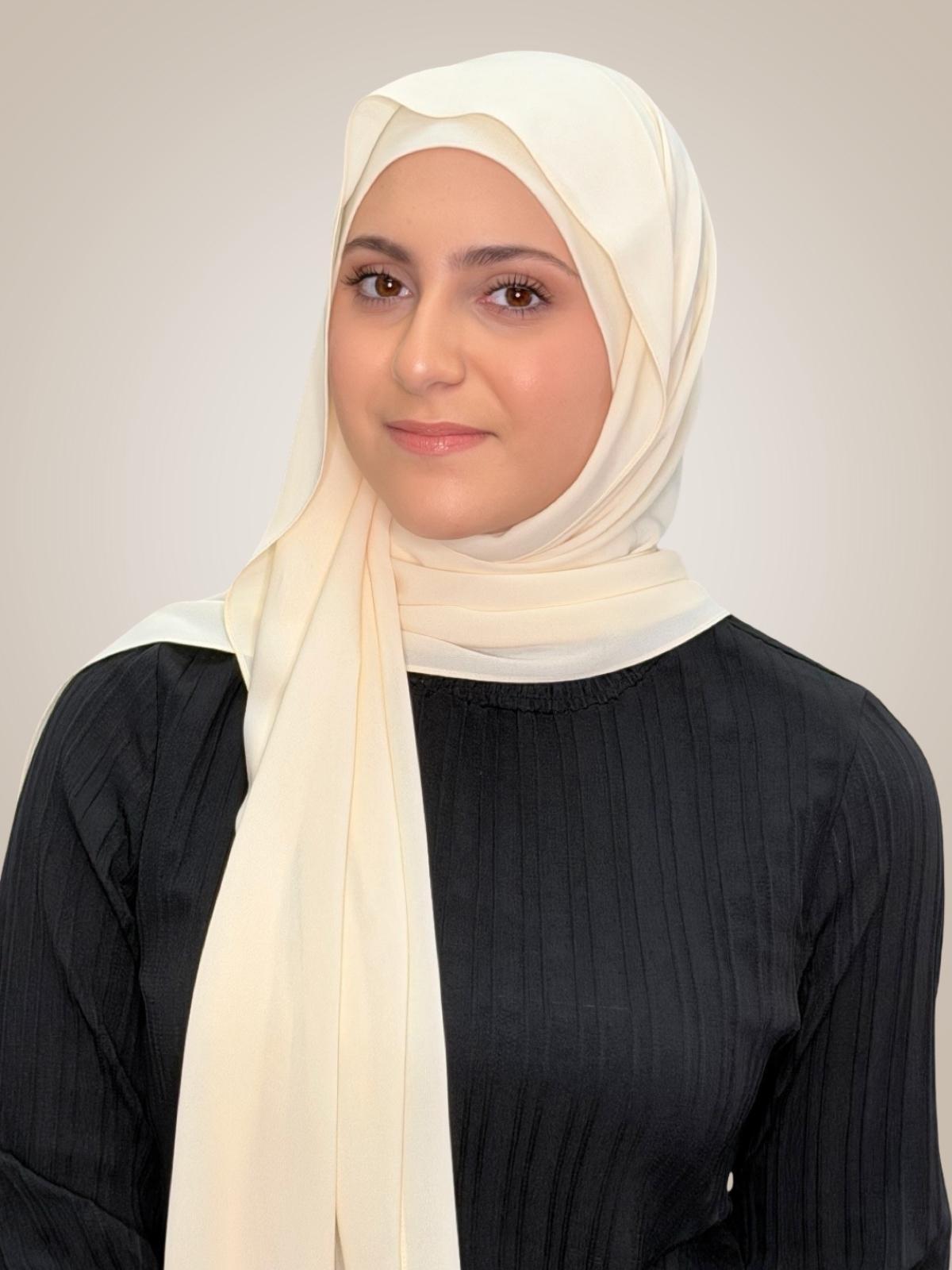 Modish Girl Matching Chiffon Hijab Set-Ivory Lace