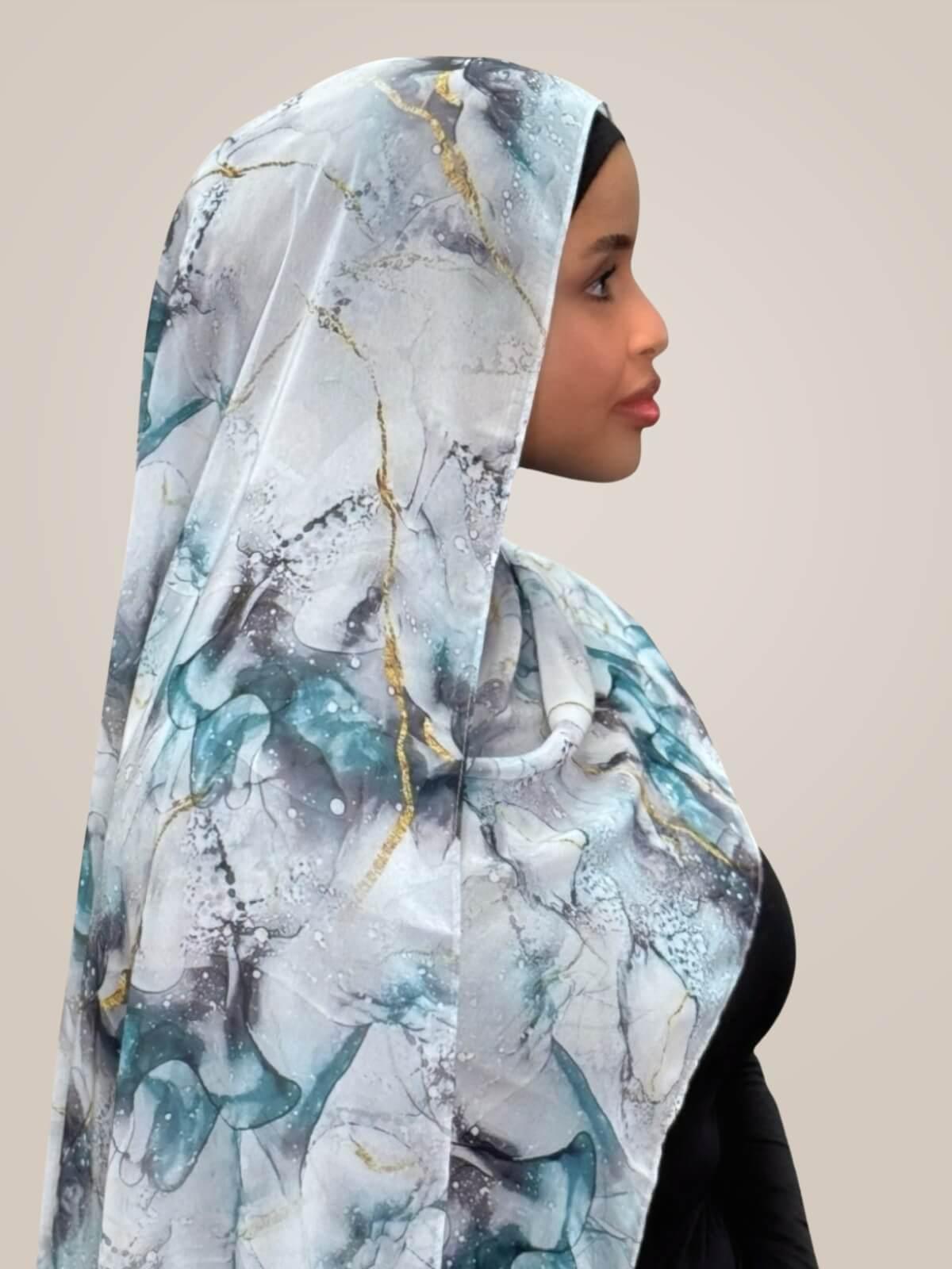 Printed Chiffon Hijab-Mystic Marble