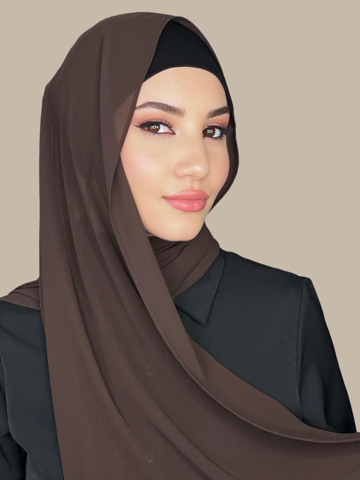 Luxury Chiffon Hijab-Brown