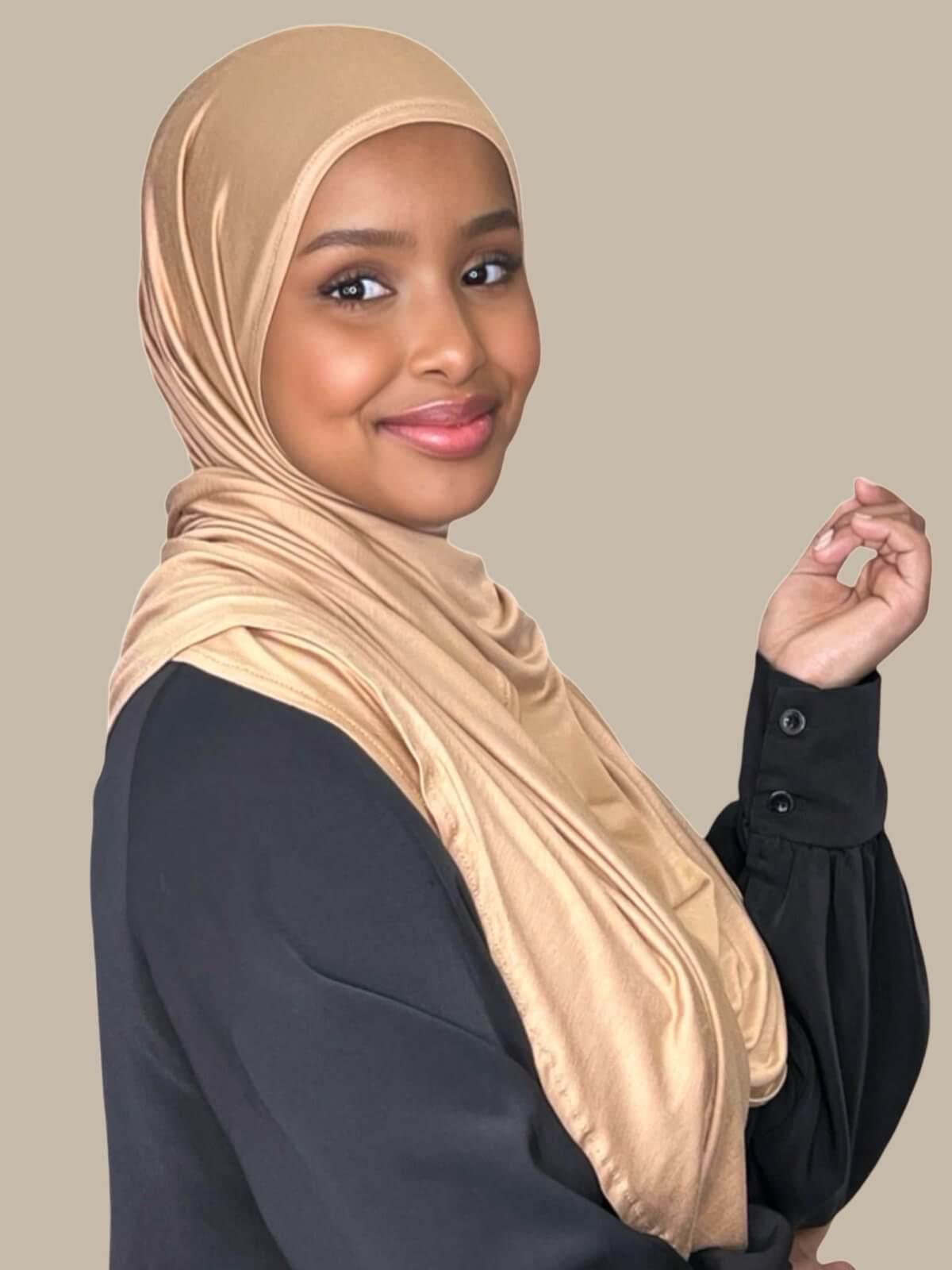 Pre-Sewn Jersey Hijab-Honey