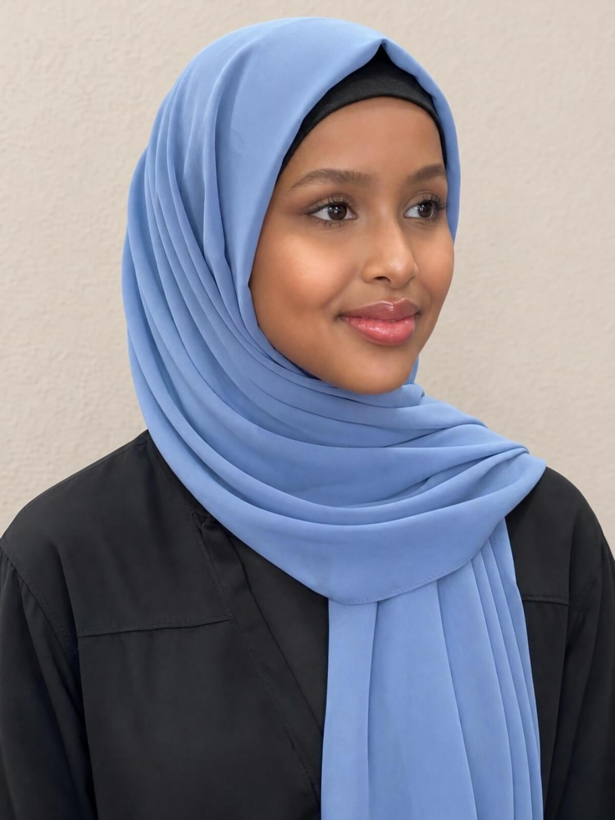 Luxury Chiffon Hijab-Blue Grey