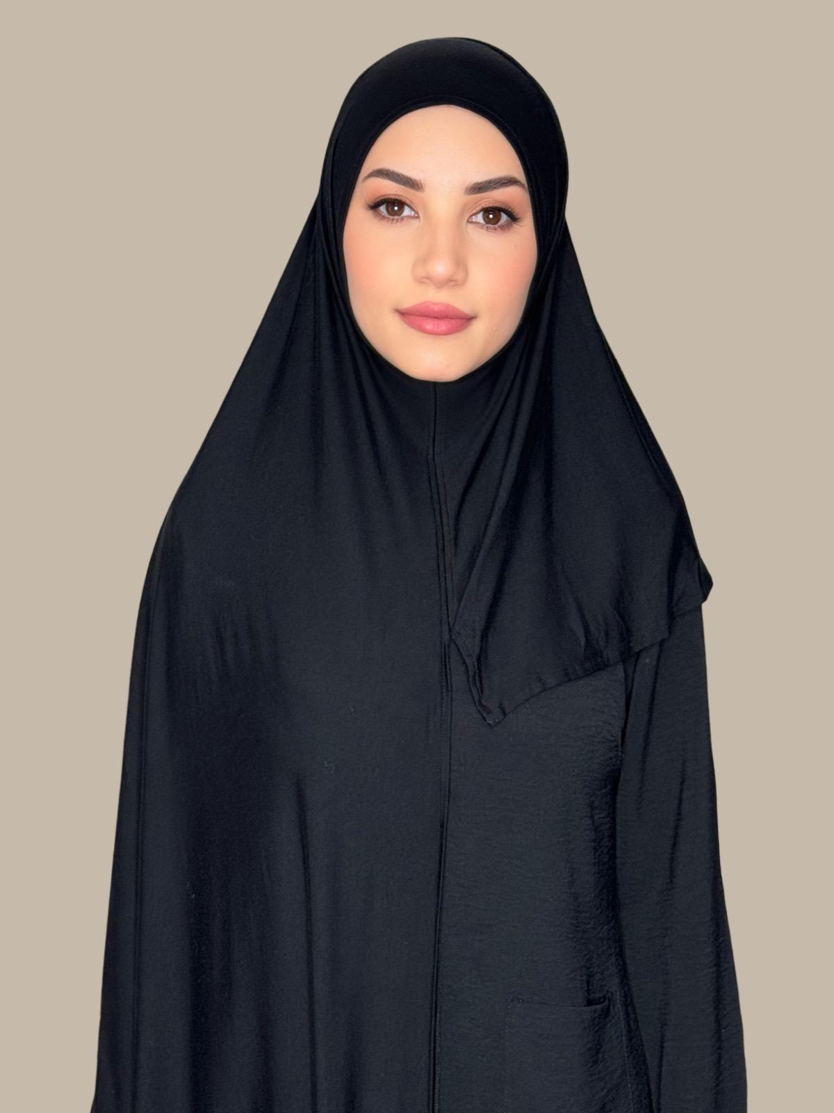 Pre-Sewn Jersey Hijab-Black