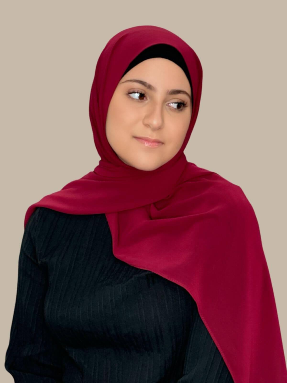 Modish Girl Luxury Chiffon Hijab-Berry Red