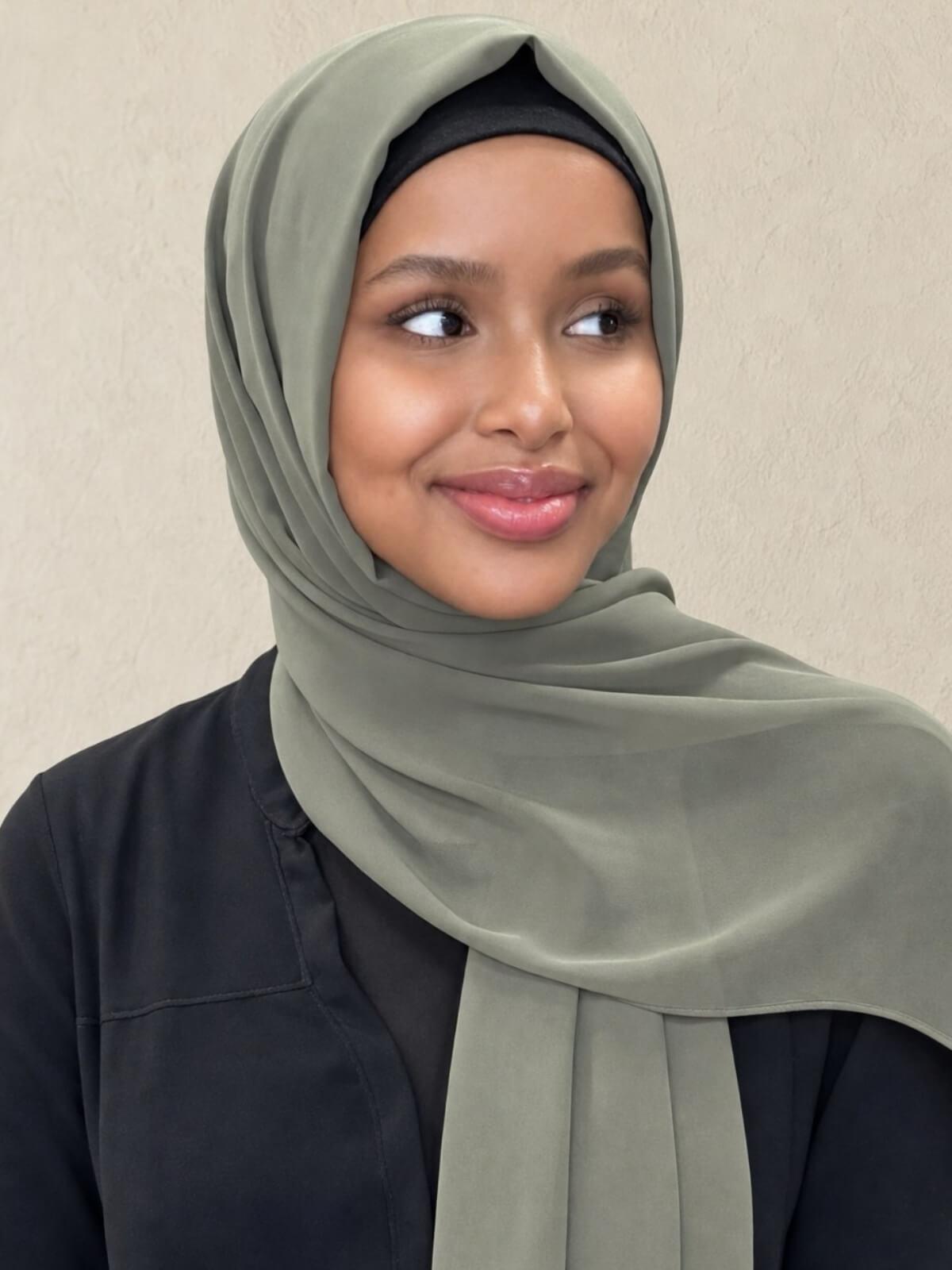 Luxury Chiffon Hijab-Dusty Olive
