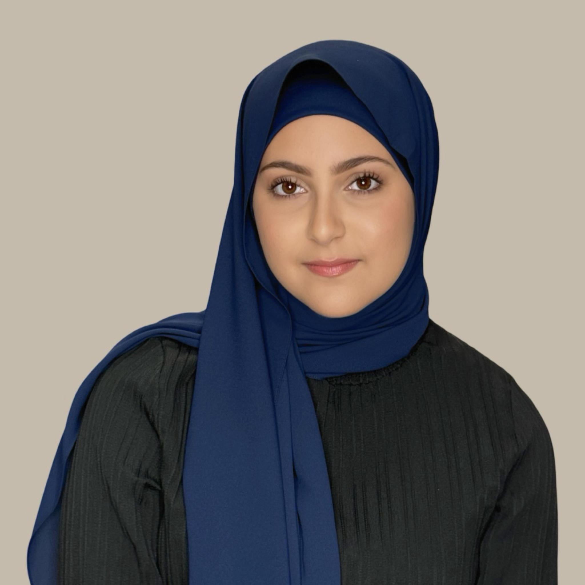 Modish Girl Matching Chiffon Hijab Set-Navy