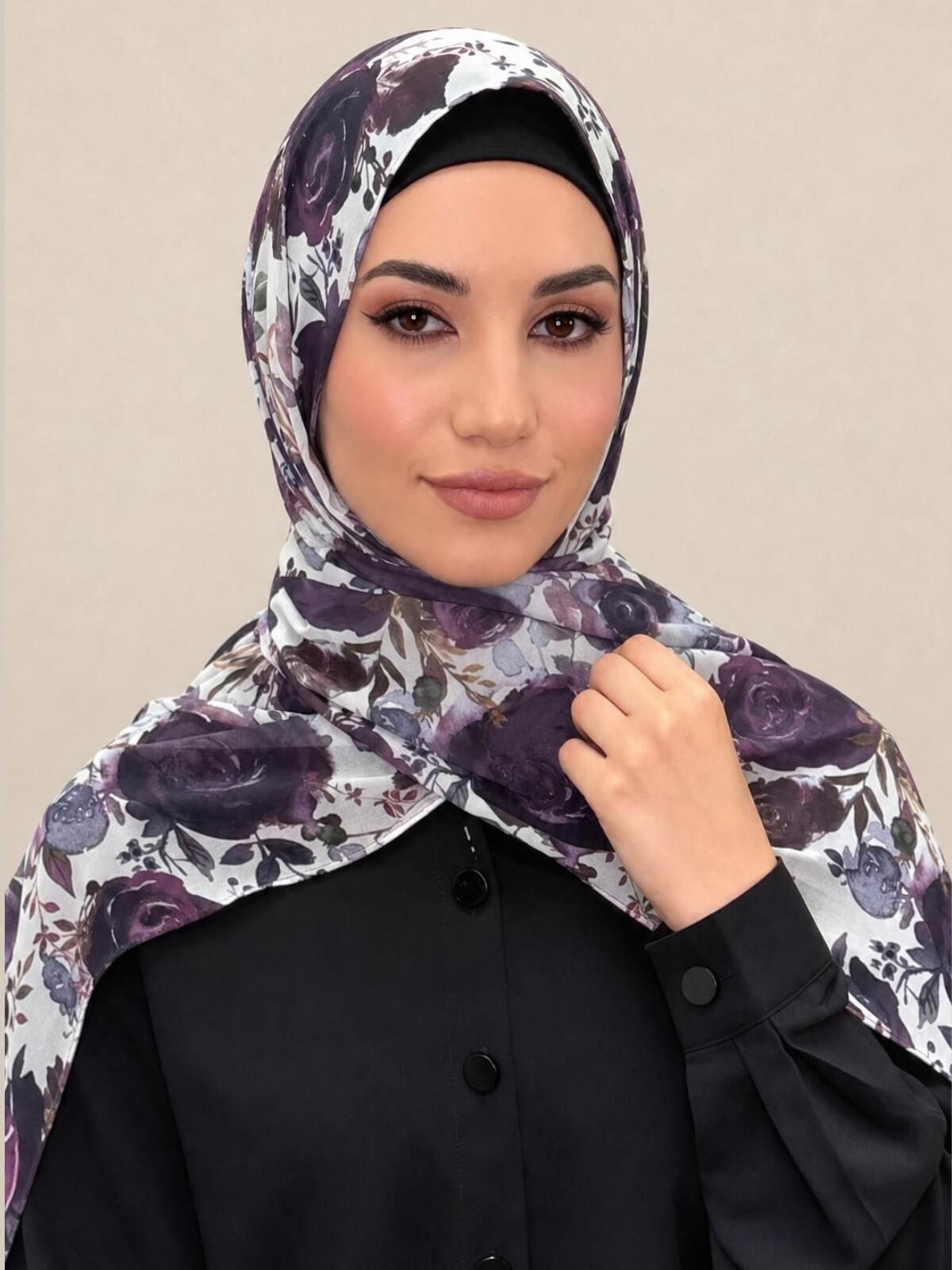 Printed Chiffon Hijab-Plum Orchid