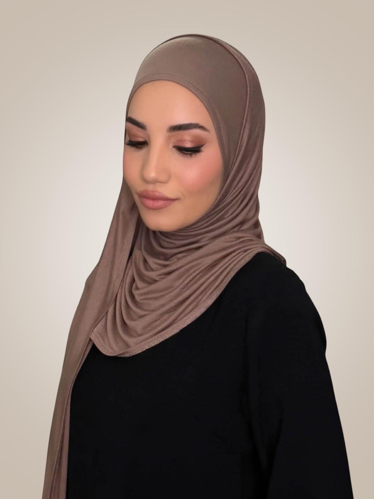 Pre-Sewn Jersey Hijab-Truffle