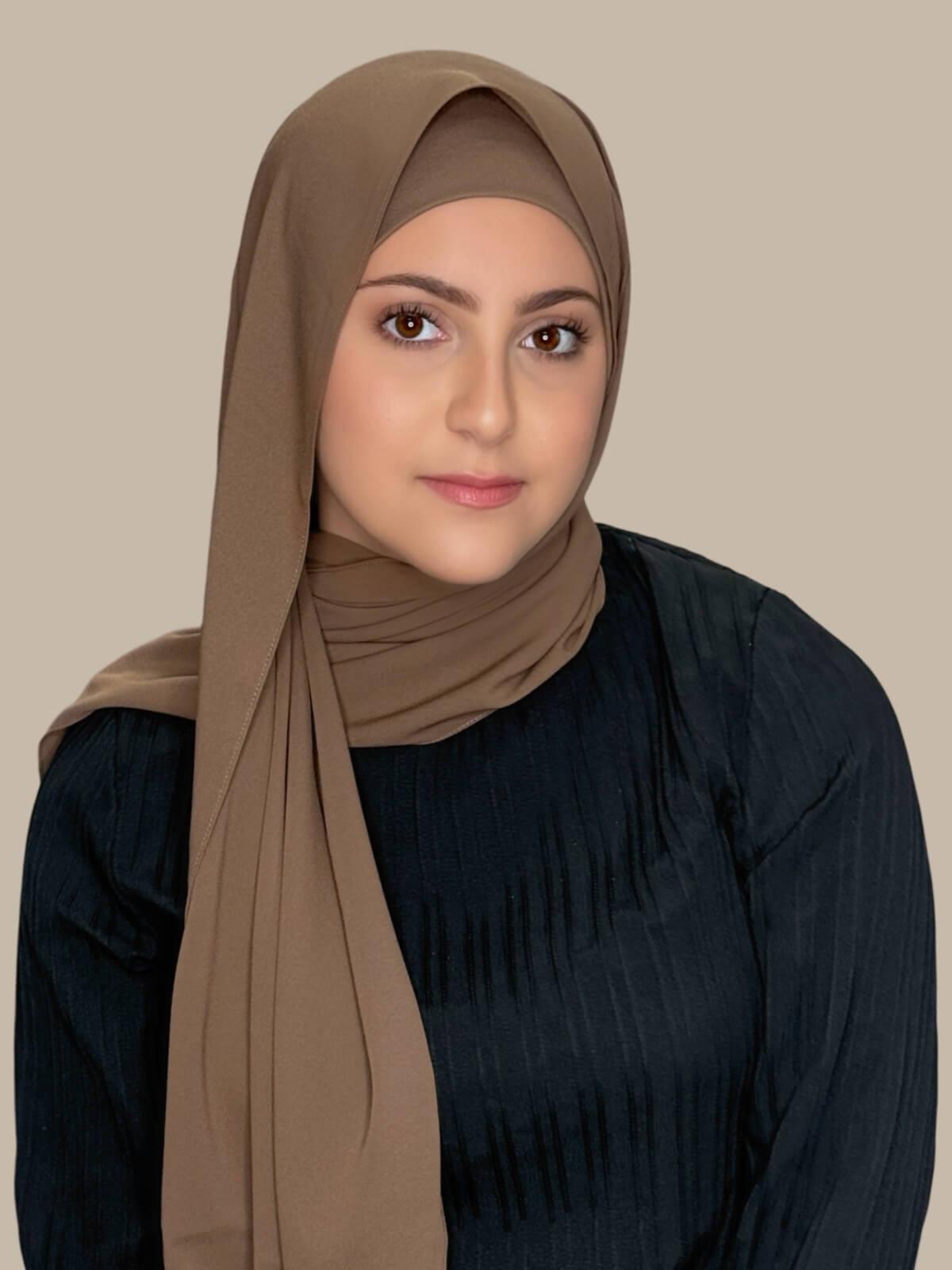 Modish Girl Matching Chiffon Hijab Set-Walnut Brown